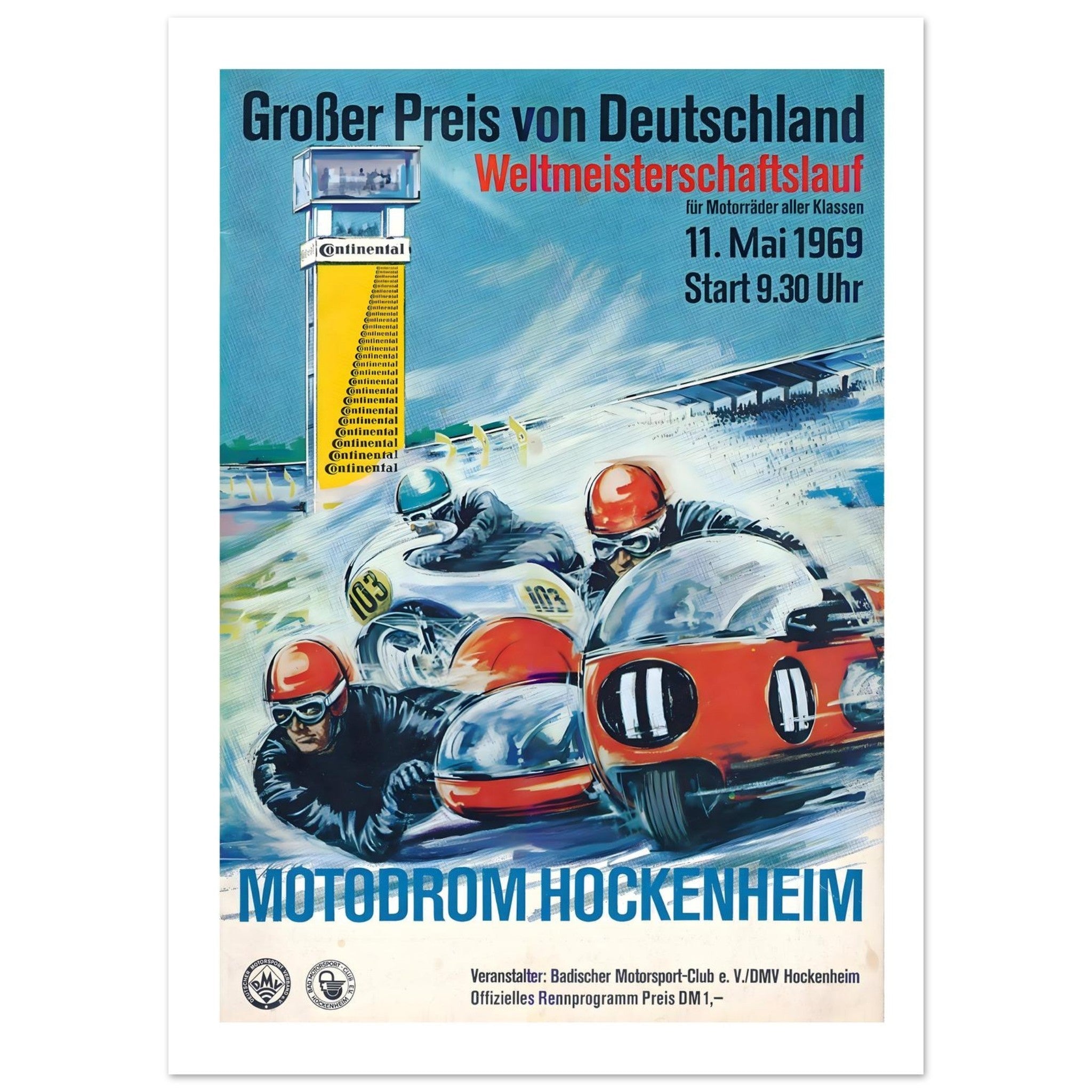 1969 German Grand Prix Motorcycle Poster - Transit Art