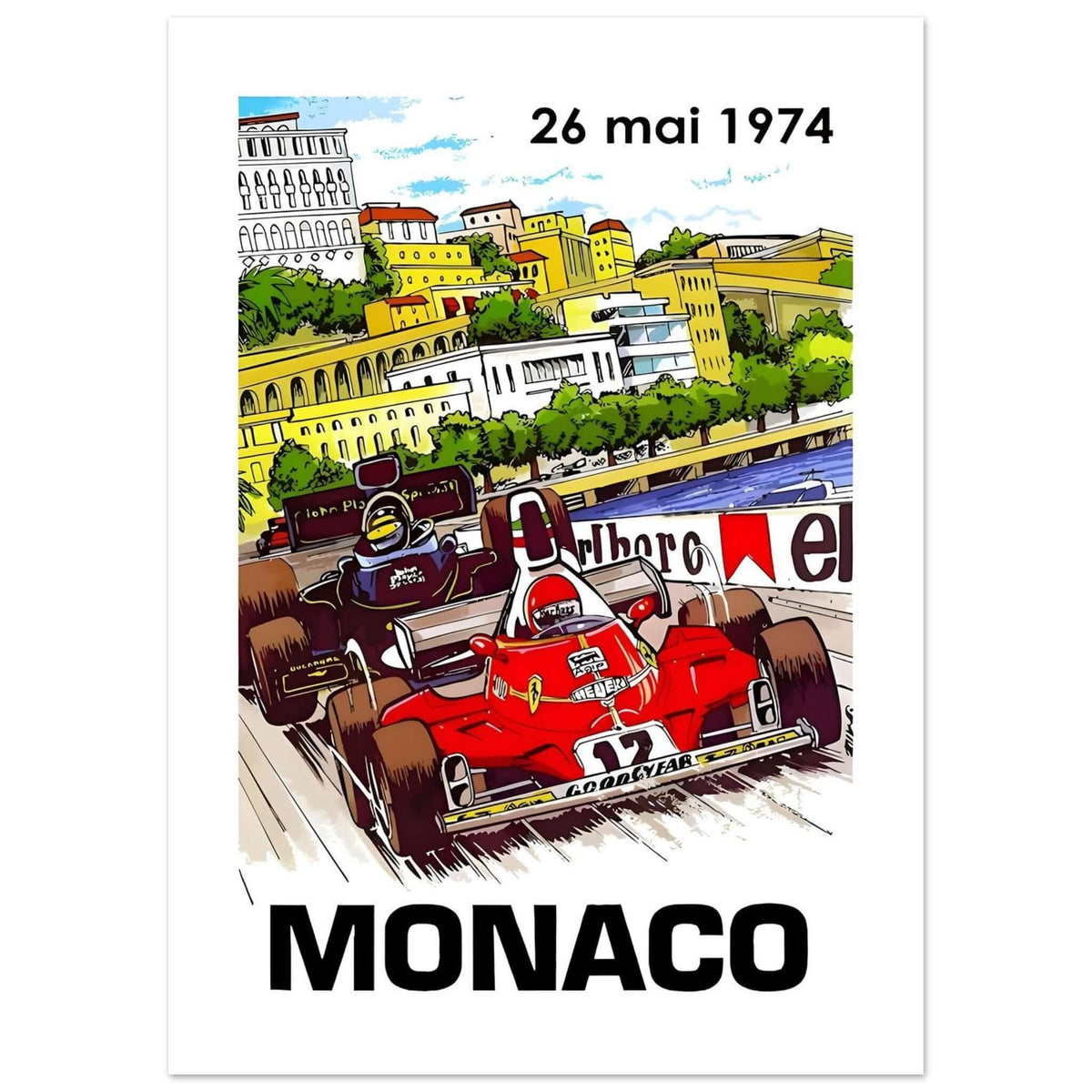1974 Monaco Grand Prix Racing Poster - Transit Art