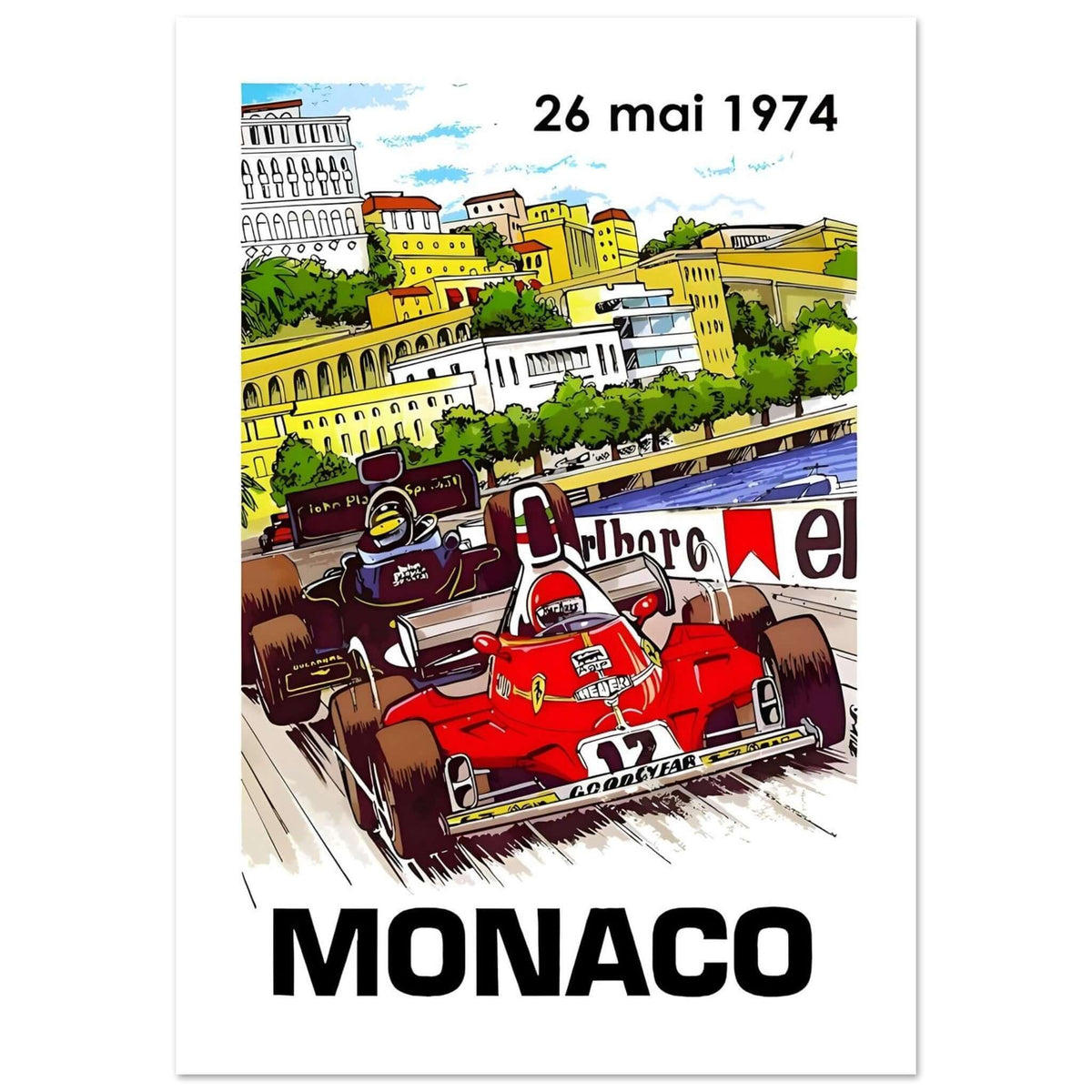 1974 Monaco Grand Prix Racing Poster - Transit Art