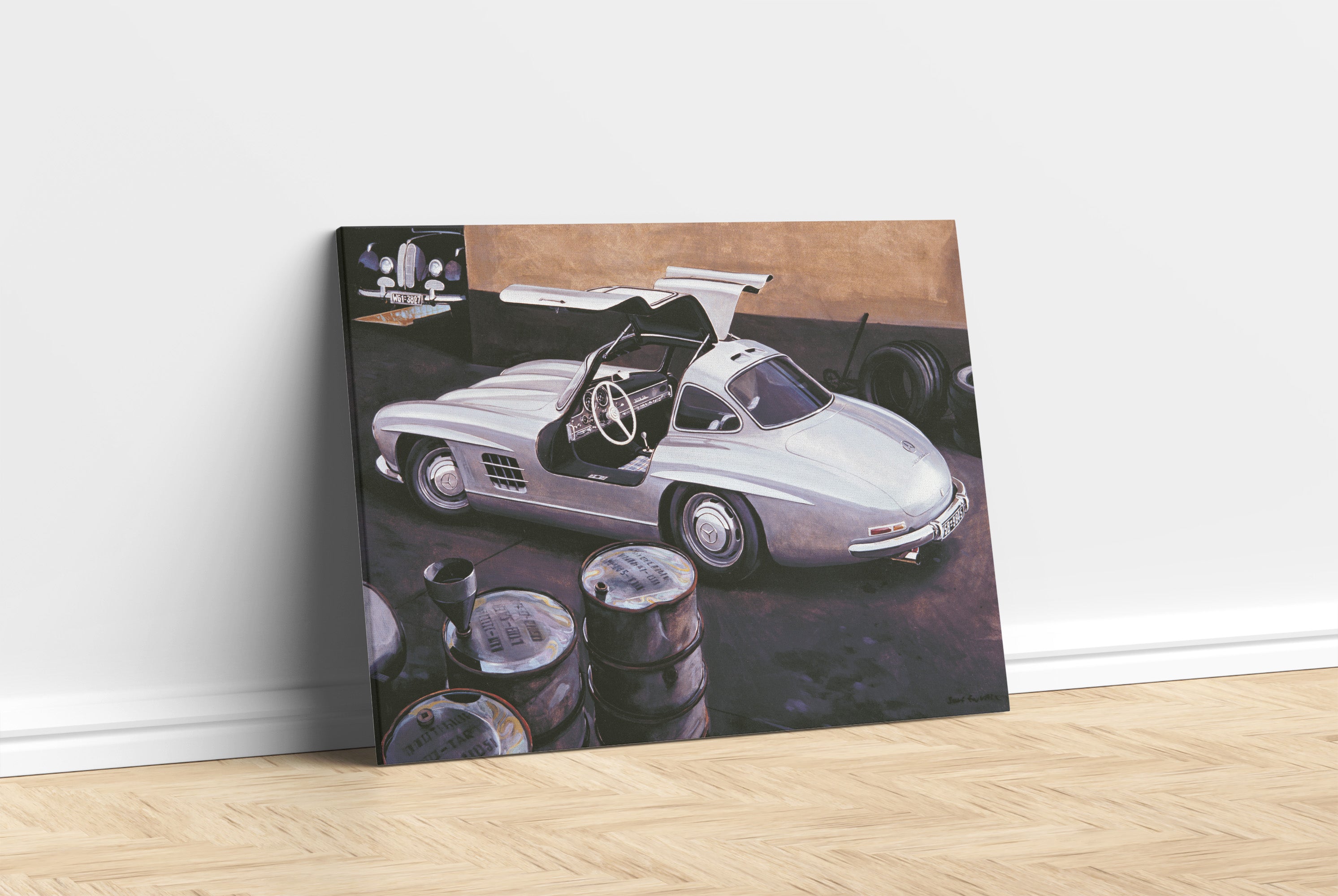 Mercedes 300 SL på verkstaden - canvas