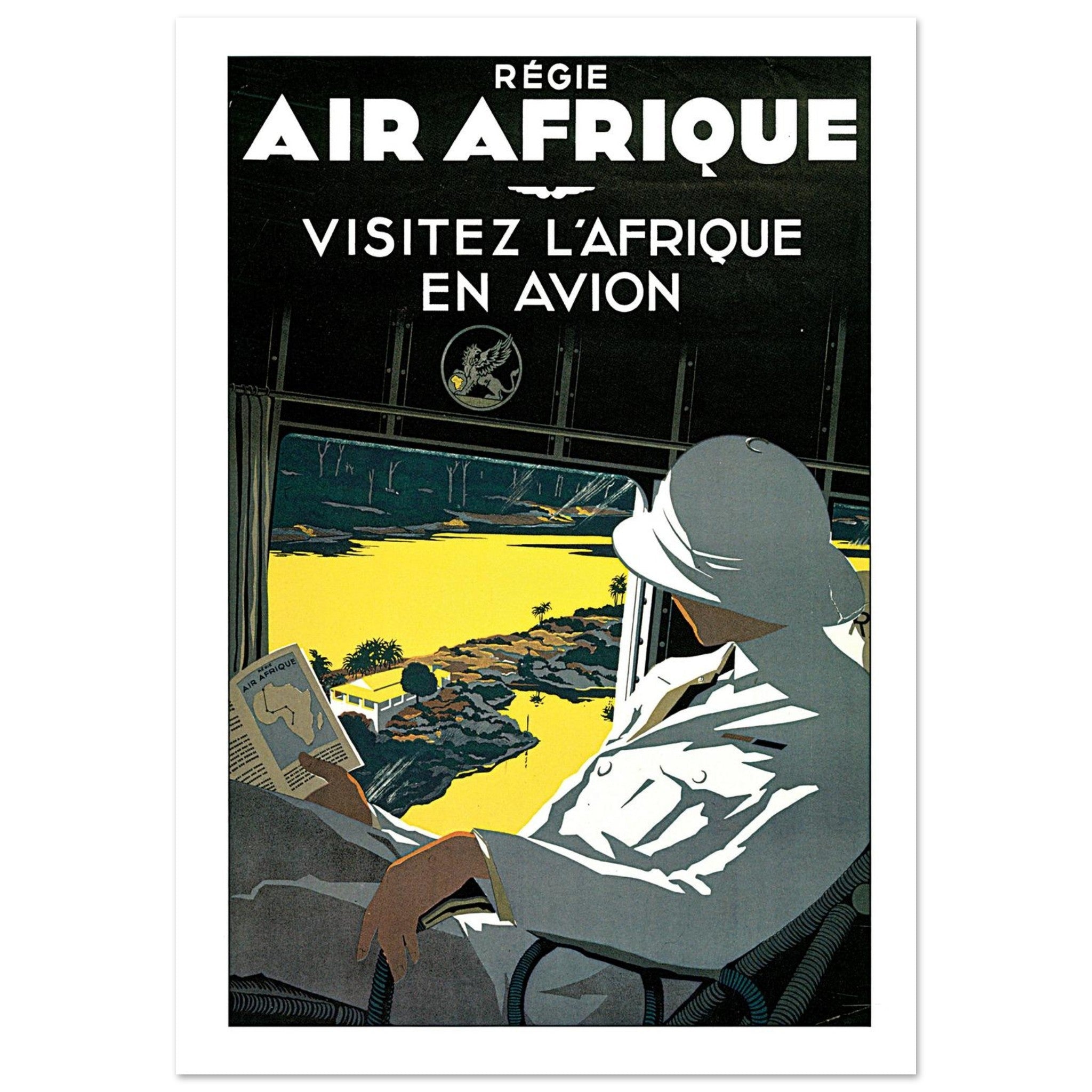 Air Afrique "Visitez l'Afrique en Avion" Vintage Poster - Transit Art