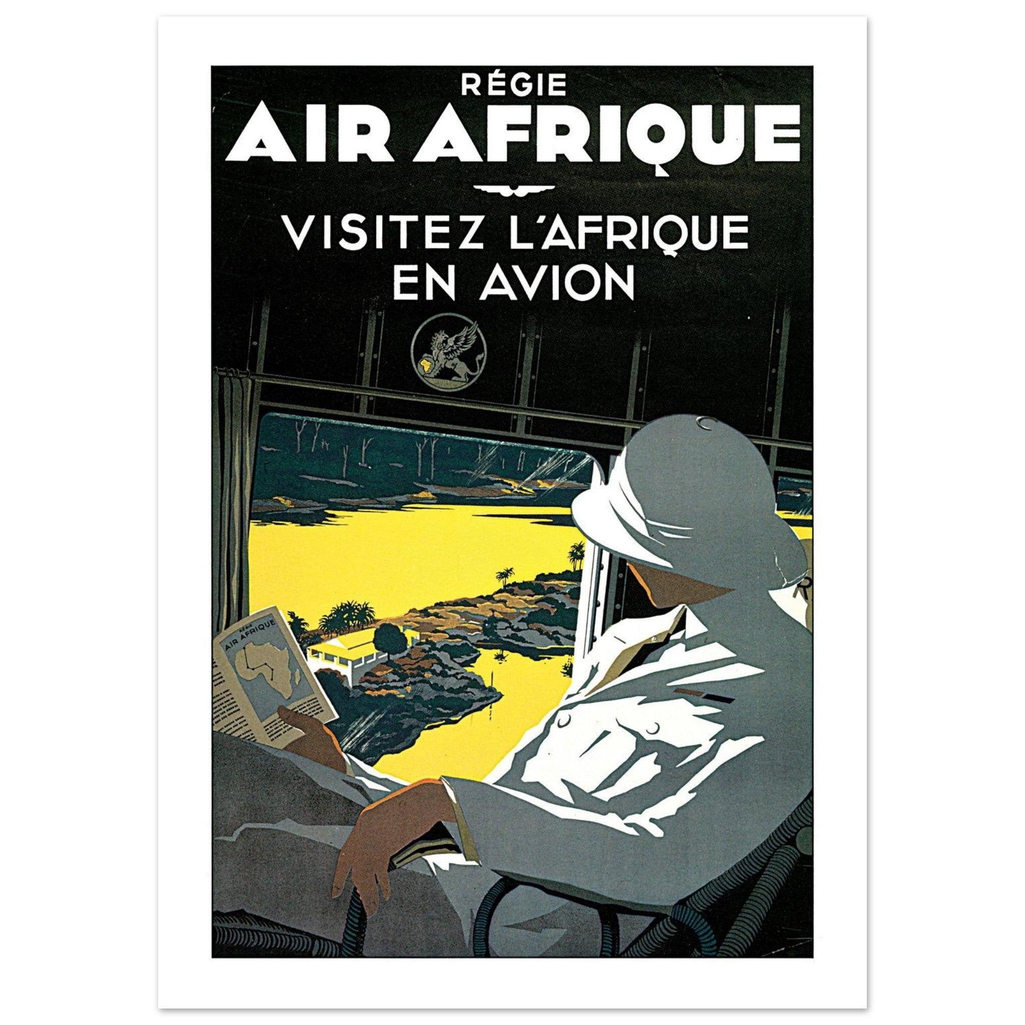 Air Afrique "Visitez l'Afrique en Avion" Vintage Poster - Transit Art