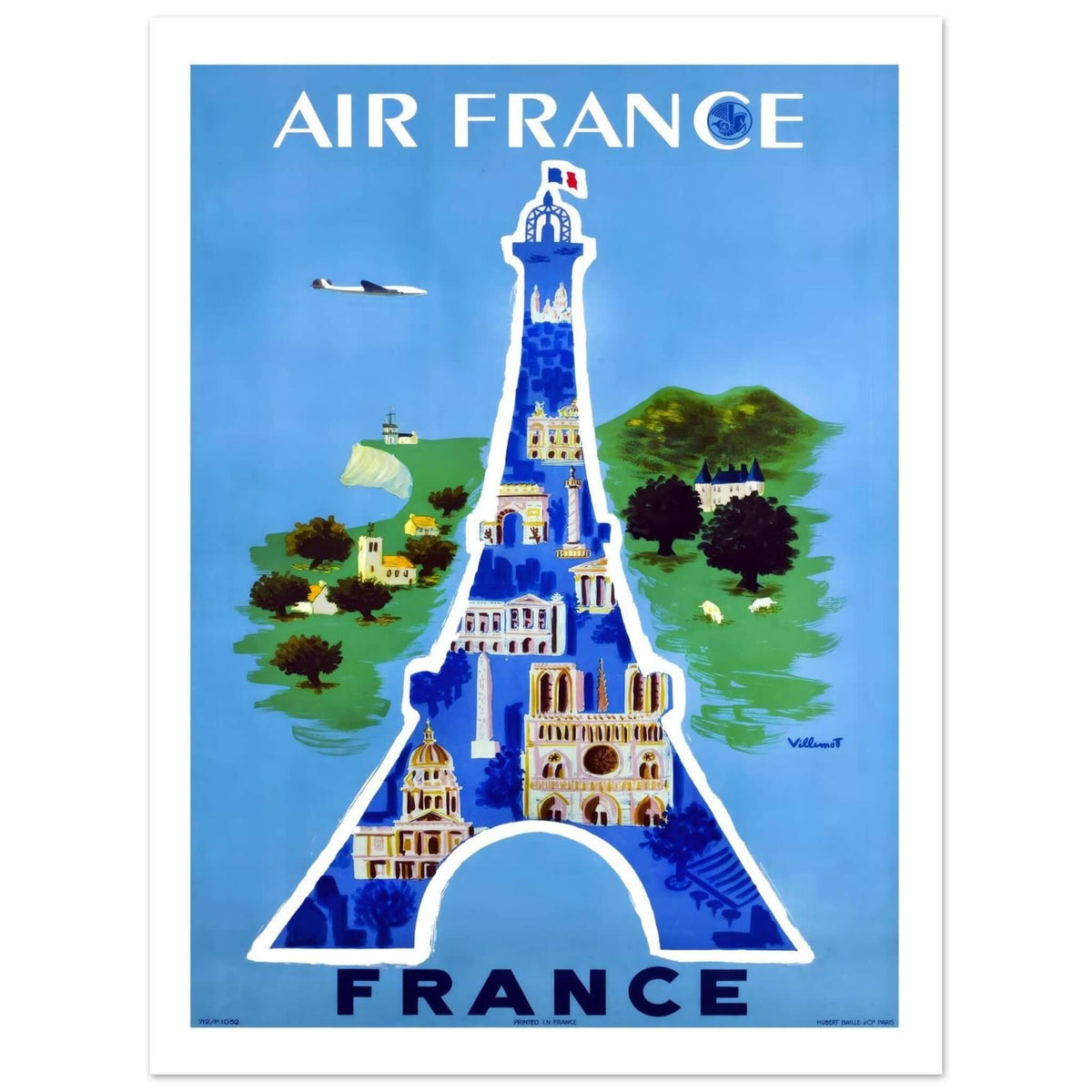 Air France France Eiffel Tower Montage Travel Poster - Transit Art