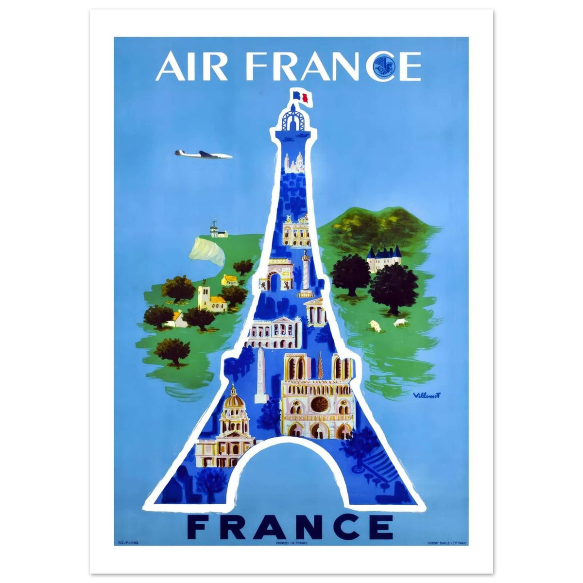 Air France France Eiffel Tower Montage Travel Poster - Transit Art