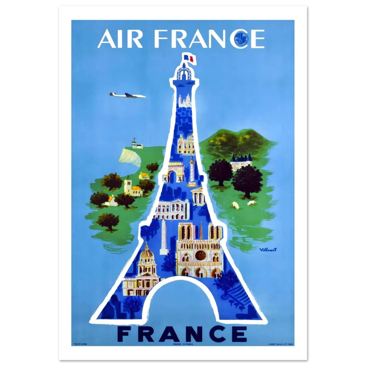 Air France France Eiffel Tower Montage Travel Poster - Transit Art