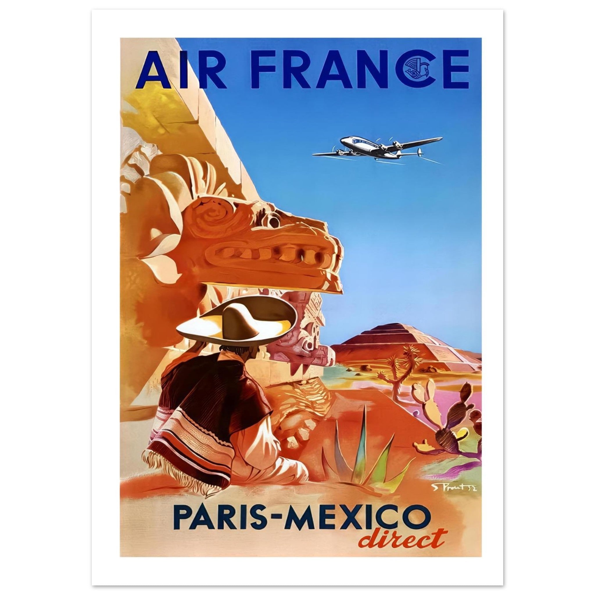 Air France Paris - Mexico Direct Poster - Transit Art