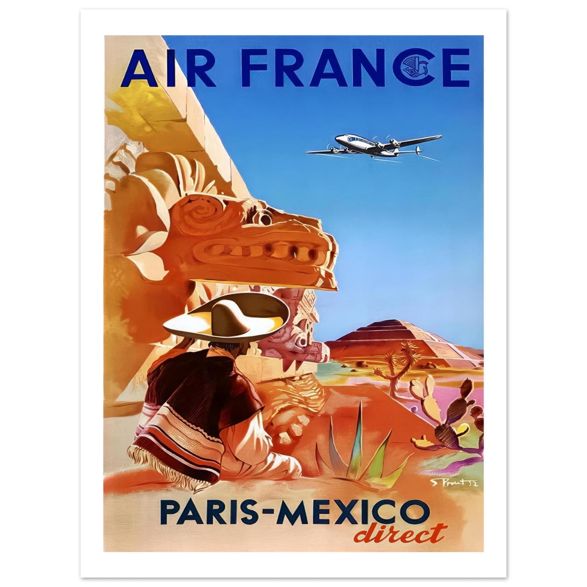 Air France Paris - Mexico Direct Poster - Transit Art
