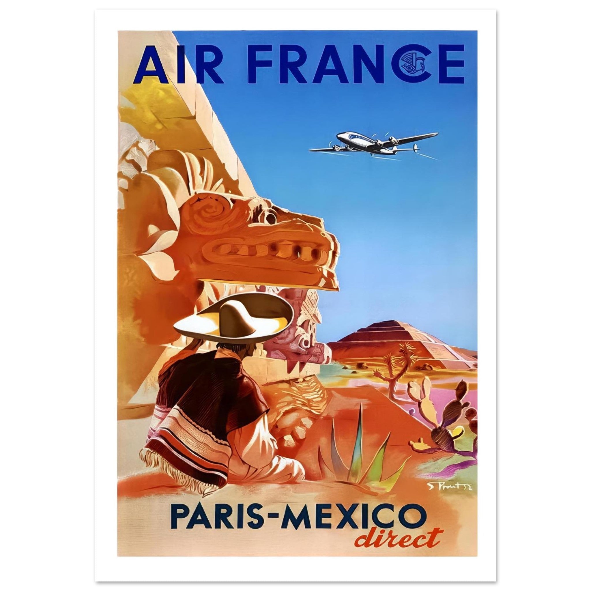 Air France Paris - Mexico Direct Poster - Transit Art
