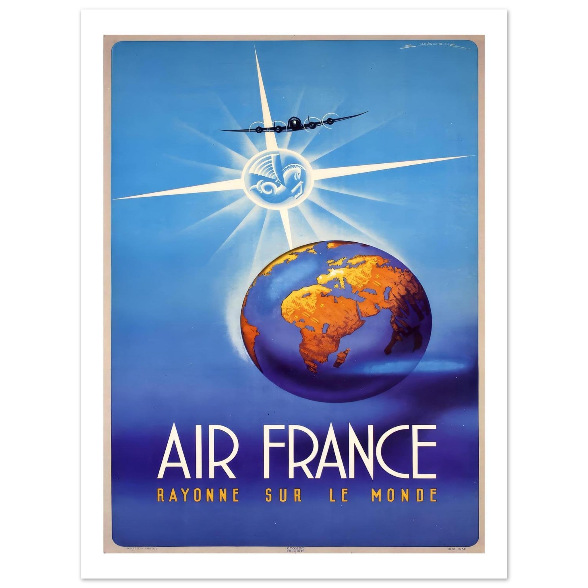 Air France Rayonne Sur Le Monde Global Poster - Transit Art
