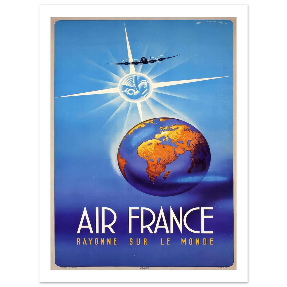 Air France "Rayonne Sur Le Monde" Vintage Poster - Transit Art