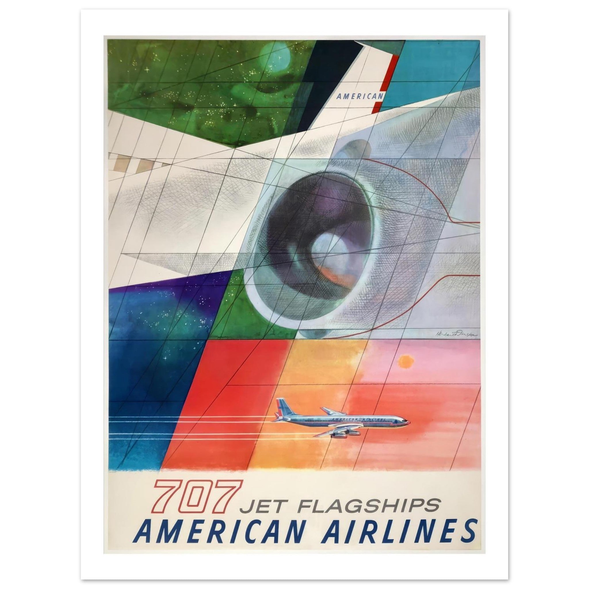 American Airlines 707 Jet Flagships Poster - Transit Art