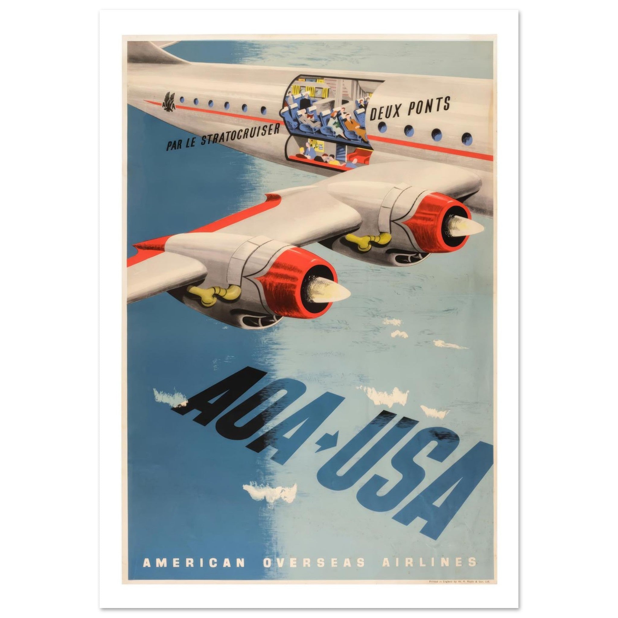 American Overseas Airlines Stratocruiser Double - Deck Luxury Poster - Transit Art