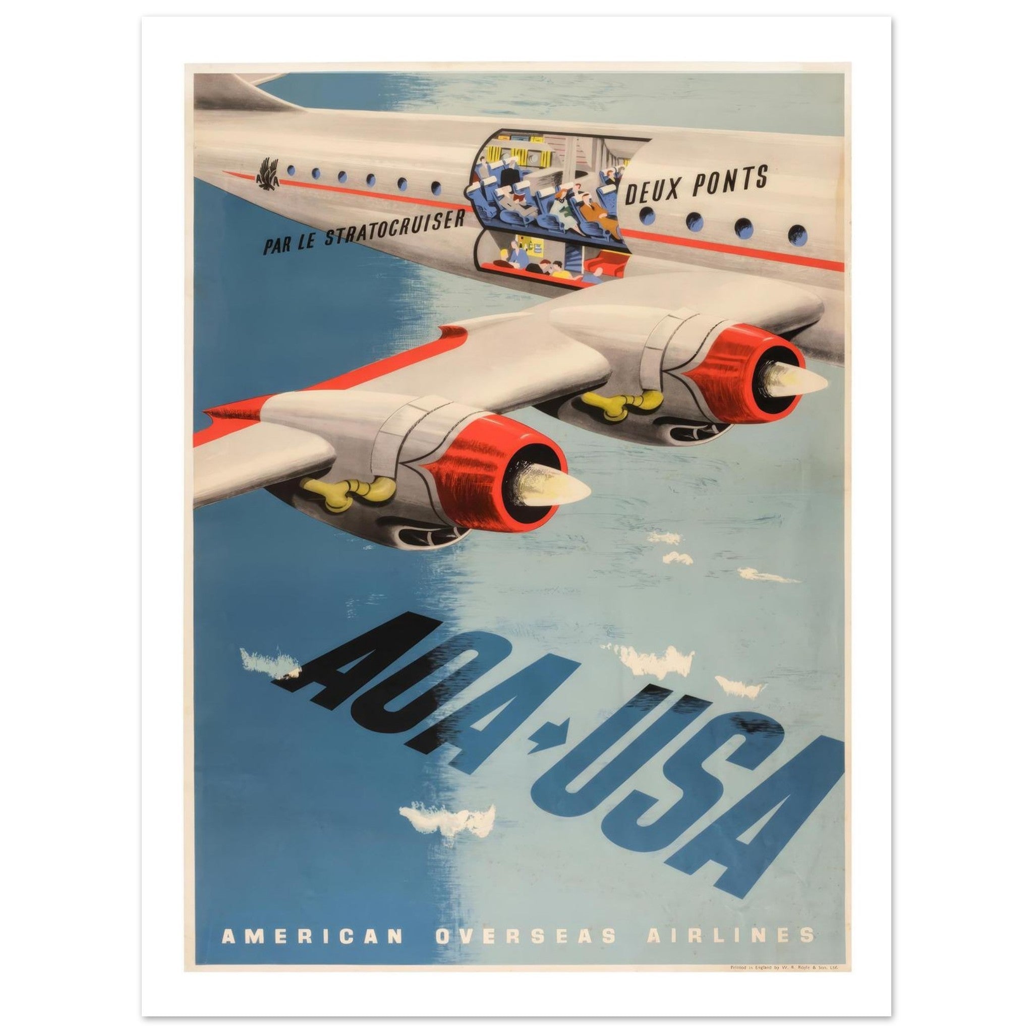 American Overseas Airlines Stratocruiser Double - Deck Luxury Poster - Transit Art
