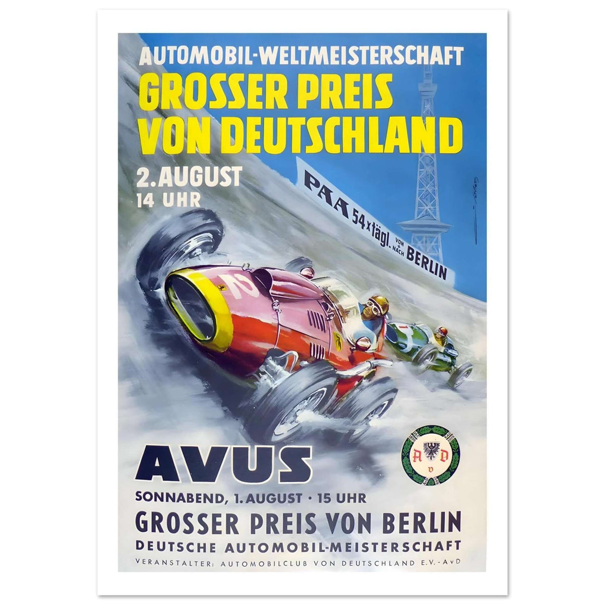 AVUS Grosser Preis von Deutschland Grand Prix Poster - Transit Art