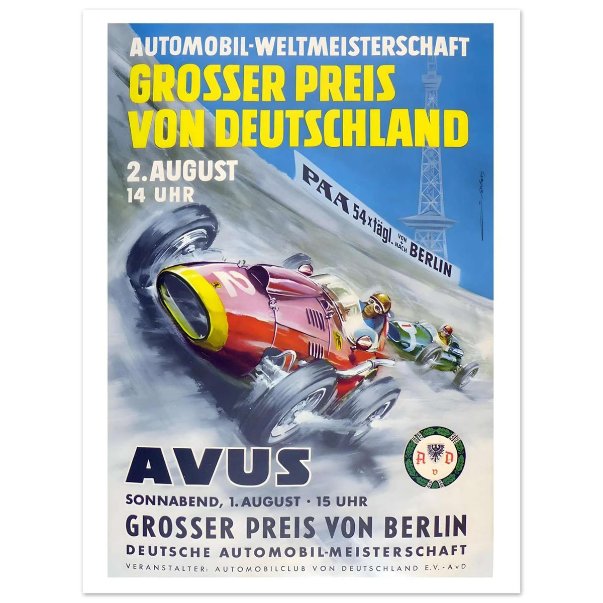 AVUS Grosser Preis von Deutschland Grand Prix Poster - Transit Art