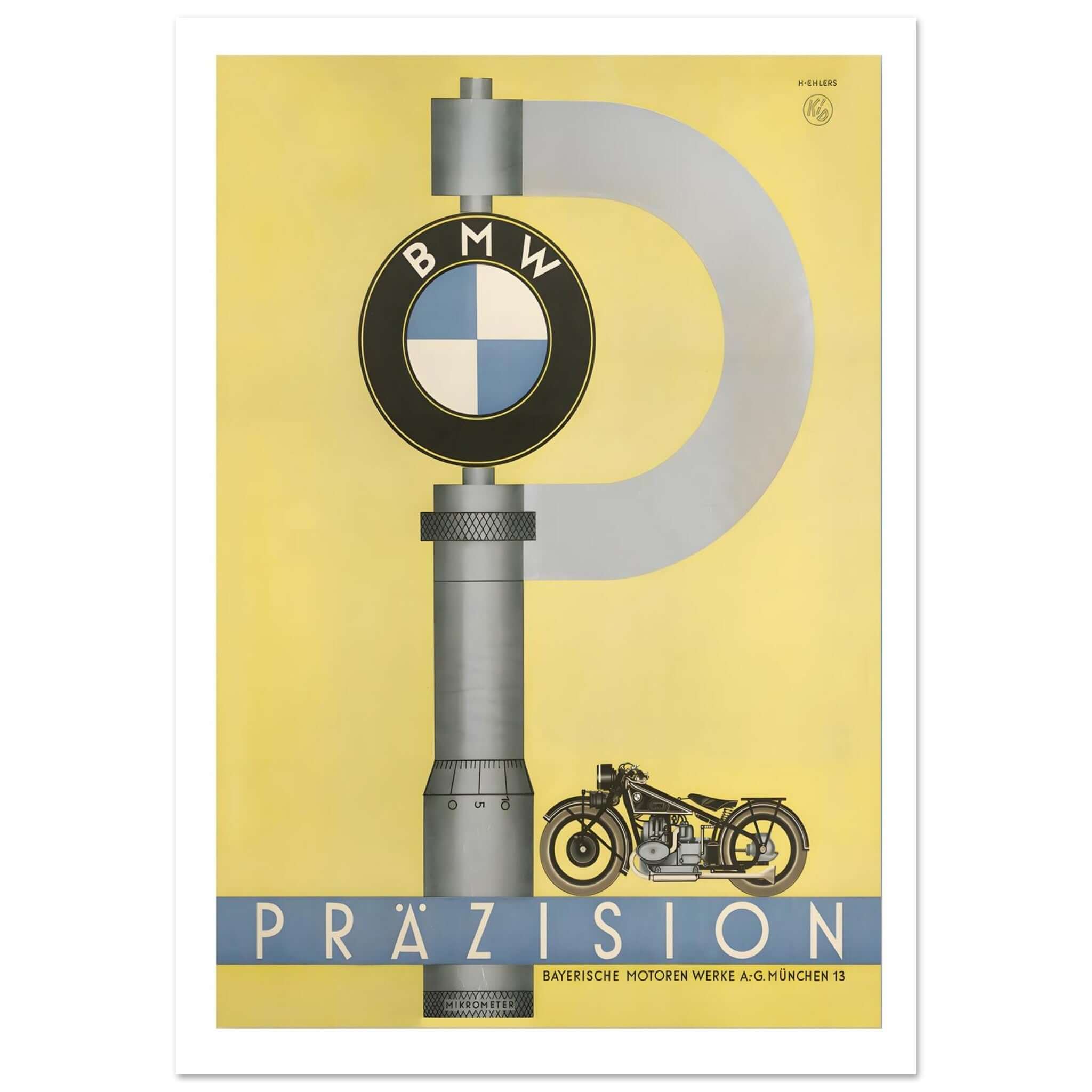 BMW Precision Motorcycle Advertisement Poster - Transit Art