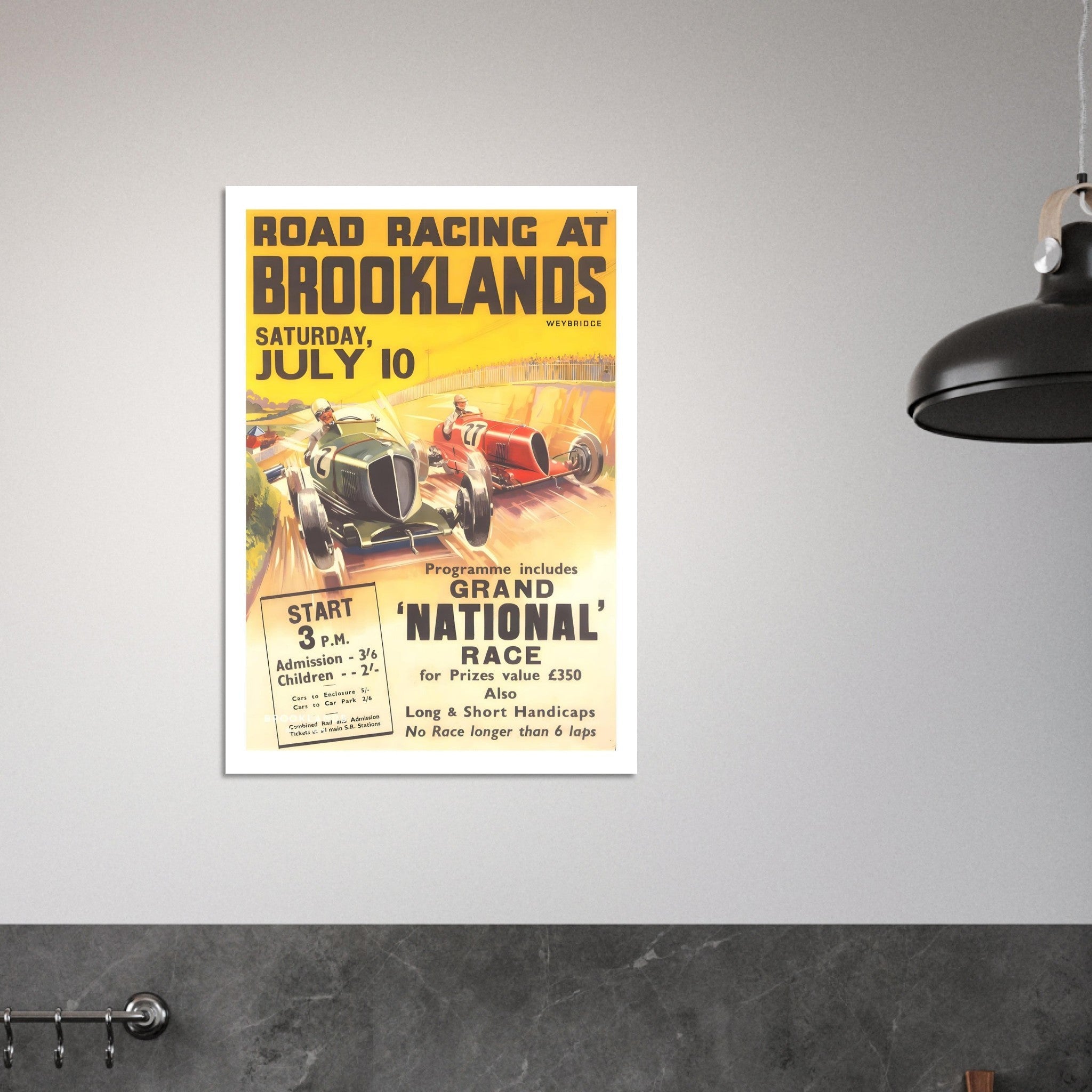 Brooklands Road Racing Grand National Vintage Poster - Transit Art