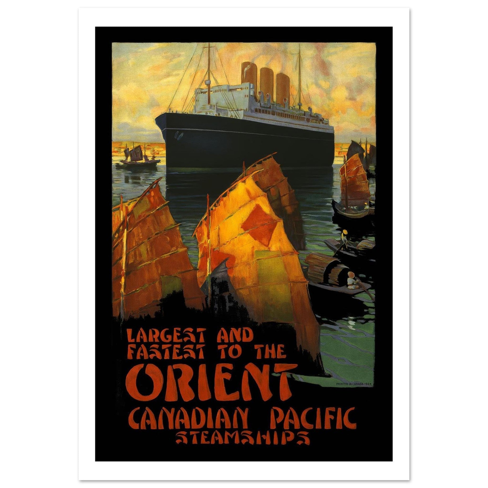 Canadian Pacific Steamships "Largest and Fastest to the Orient" Vintage Poster - Transit Art