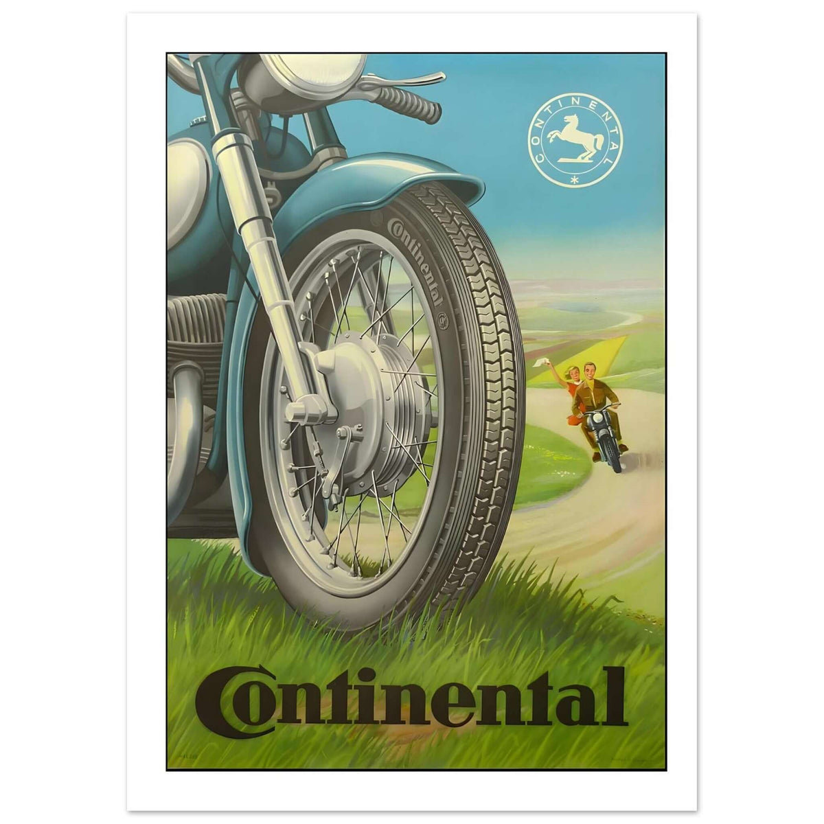 Classic Continental Motorcycle Tire Advertisement Poster - Transit Art