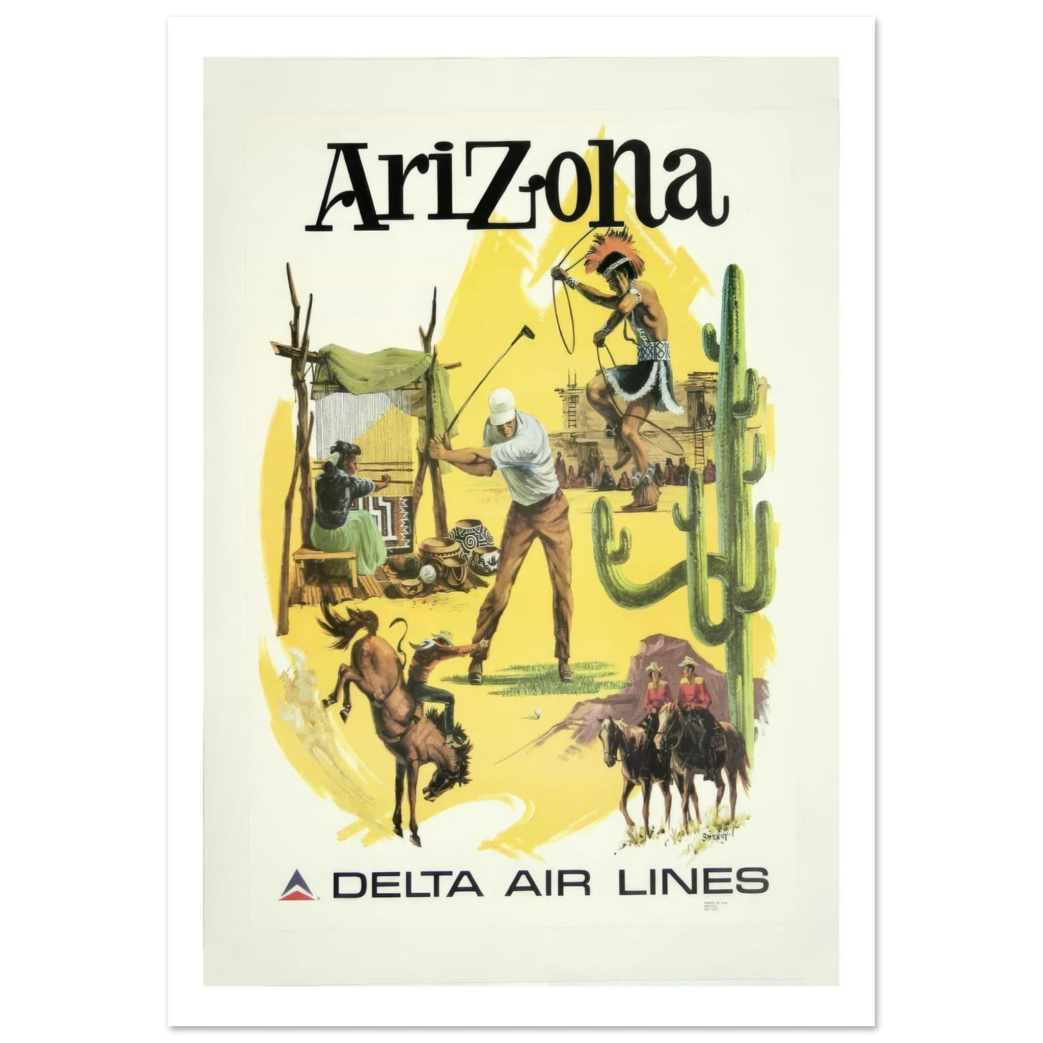 Delta Air Lines Arizona Western Heritage Travel Poster - Transit Art