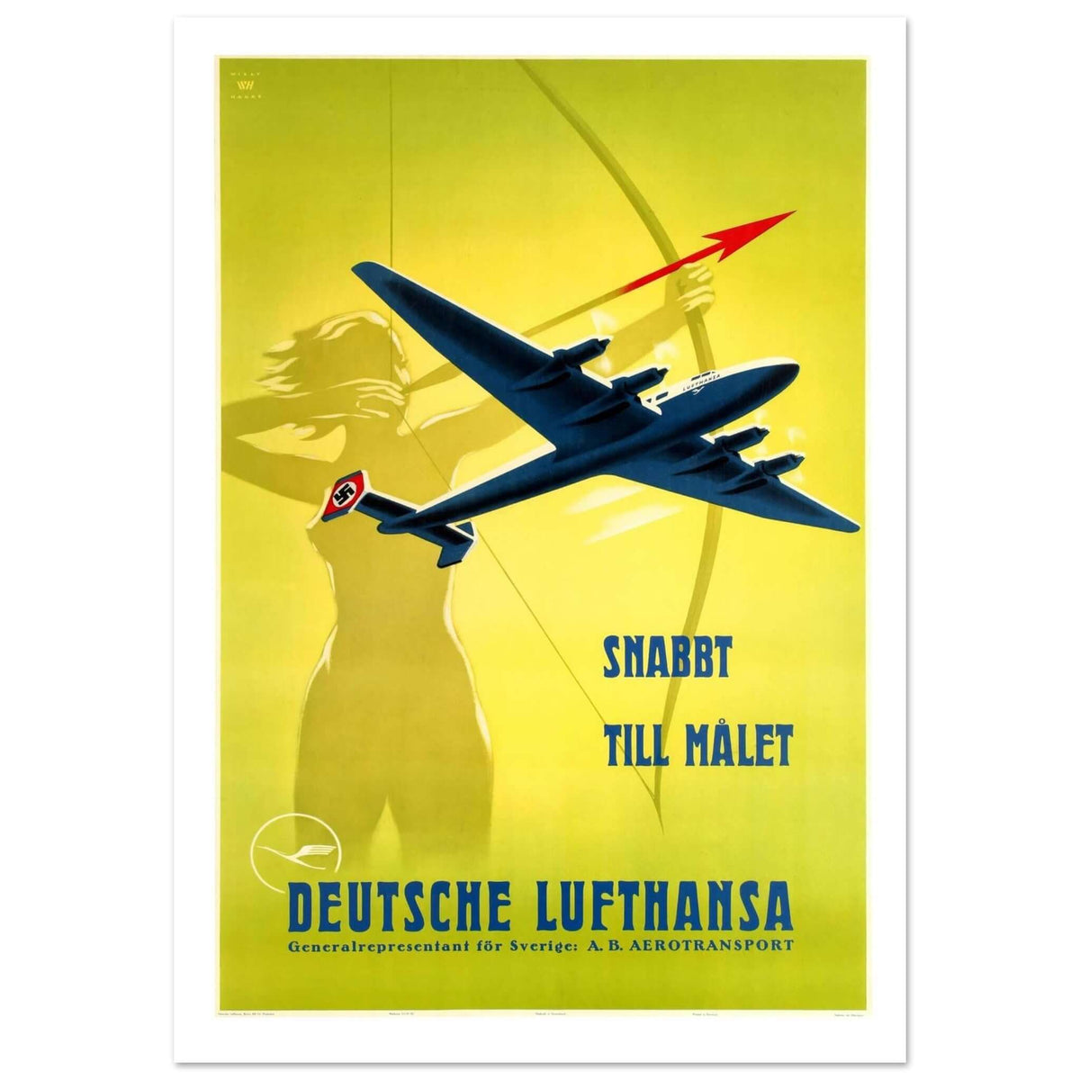 Deutsche Lufthansa "Snabbt Till Målet" Vintage Poster - Transit Art