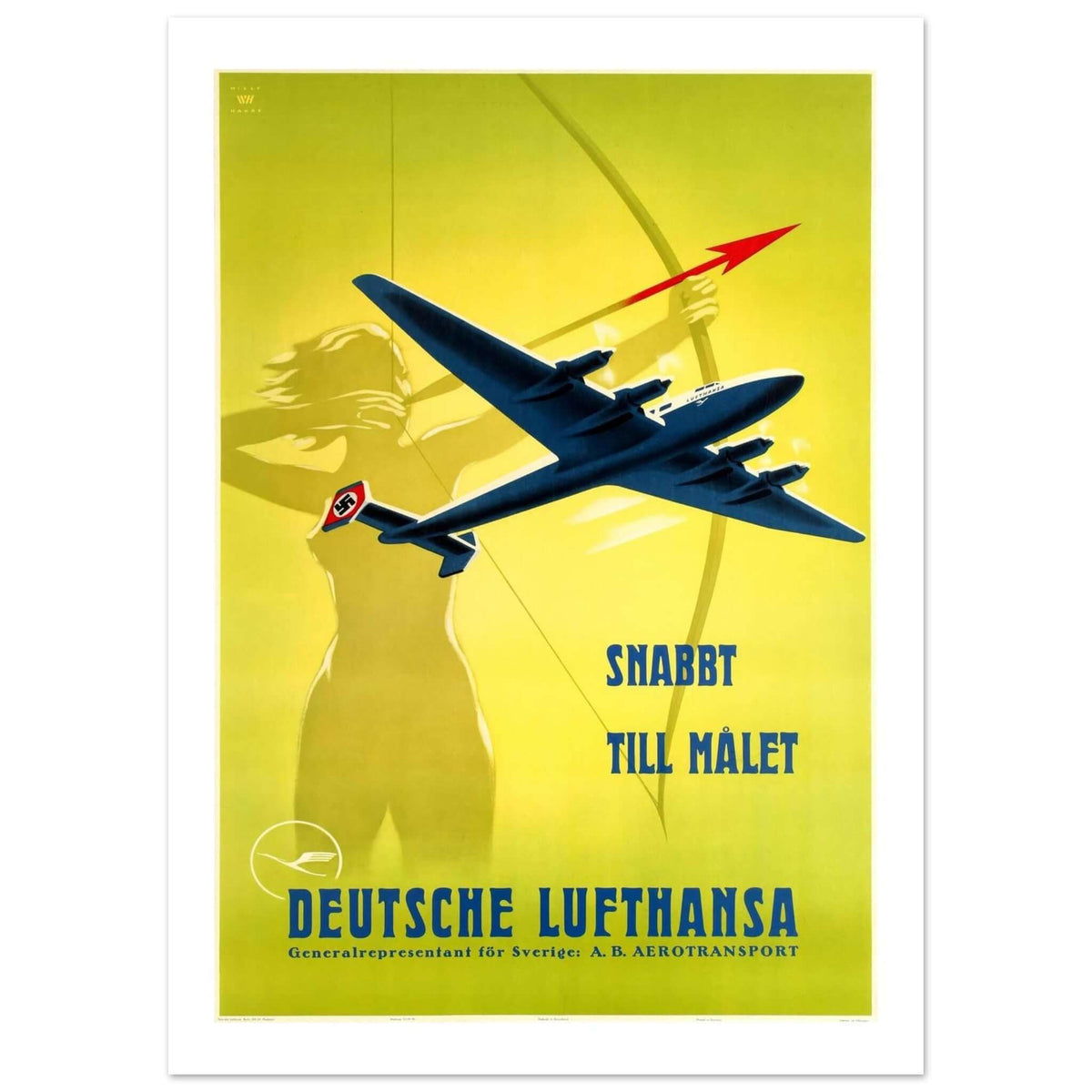 Deutsche Lufthansa "Snabbt Till Målet" Vintage Poster - Transit Art