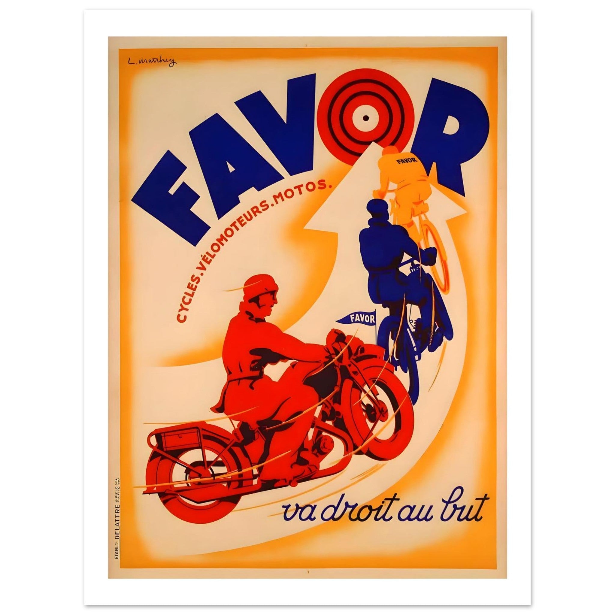 Dynamic Vintage Favor French Motorcycle Poster - Transit Art
