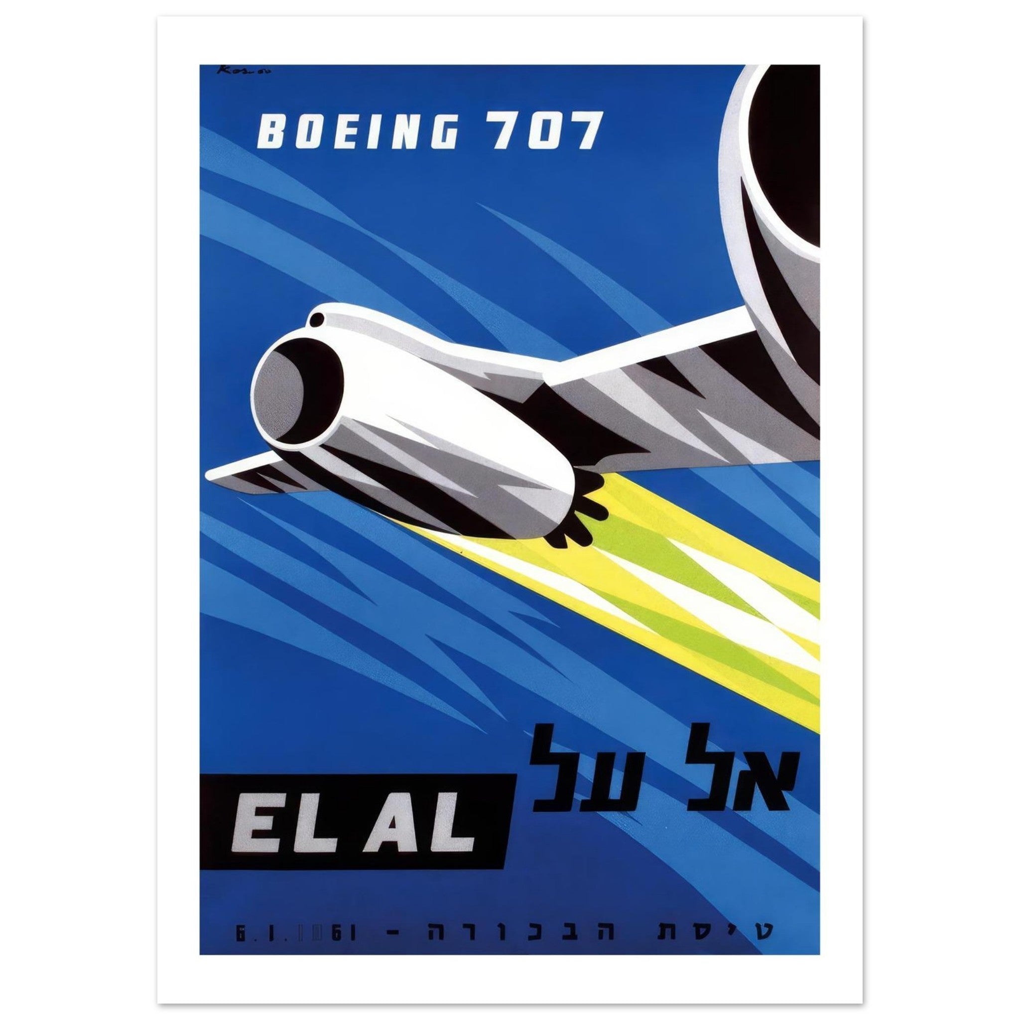 EL AL Boeing 707 Travel Poster - Transit Art
