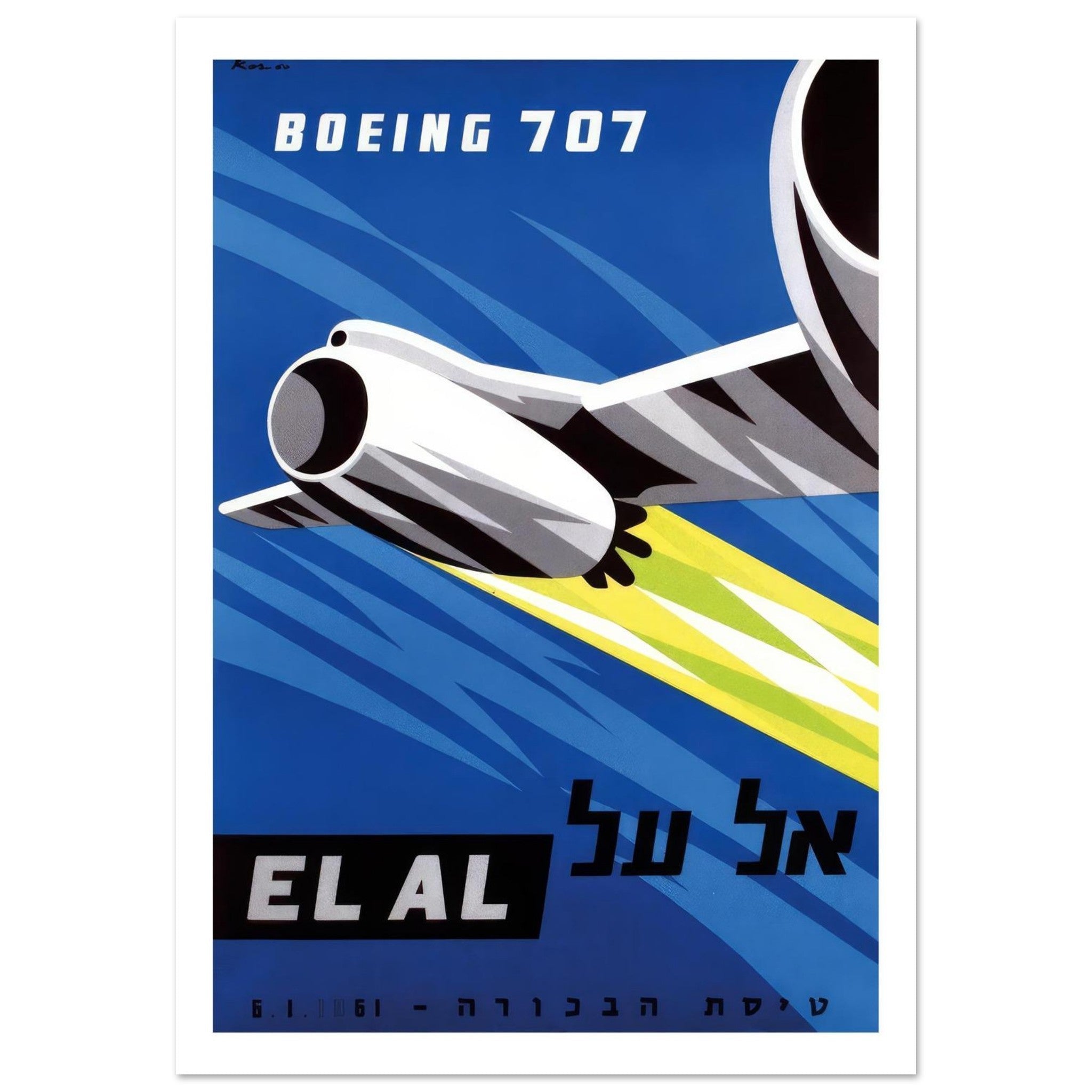 EL AL Boeing 707 Travel Poster - Transit Art