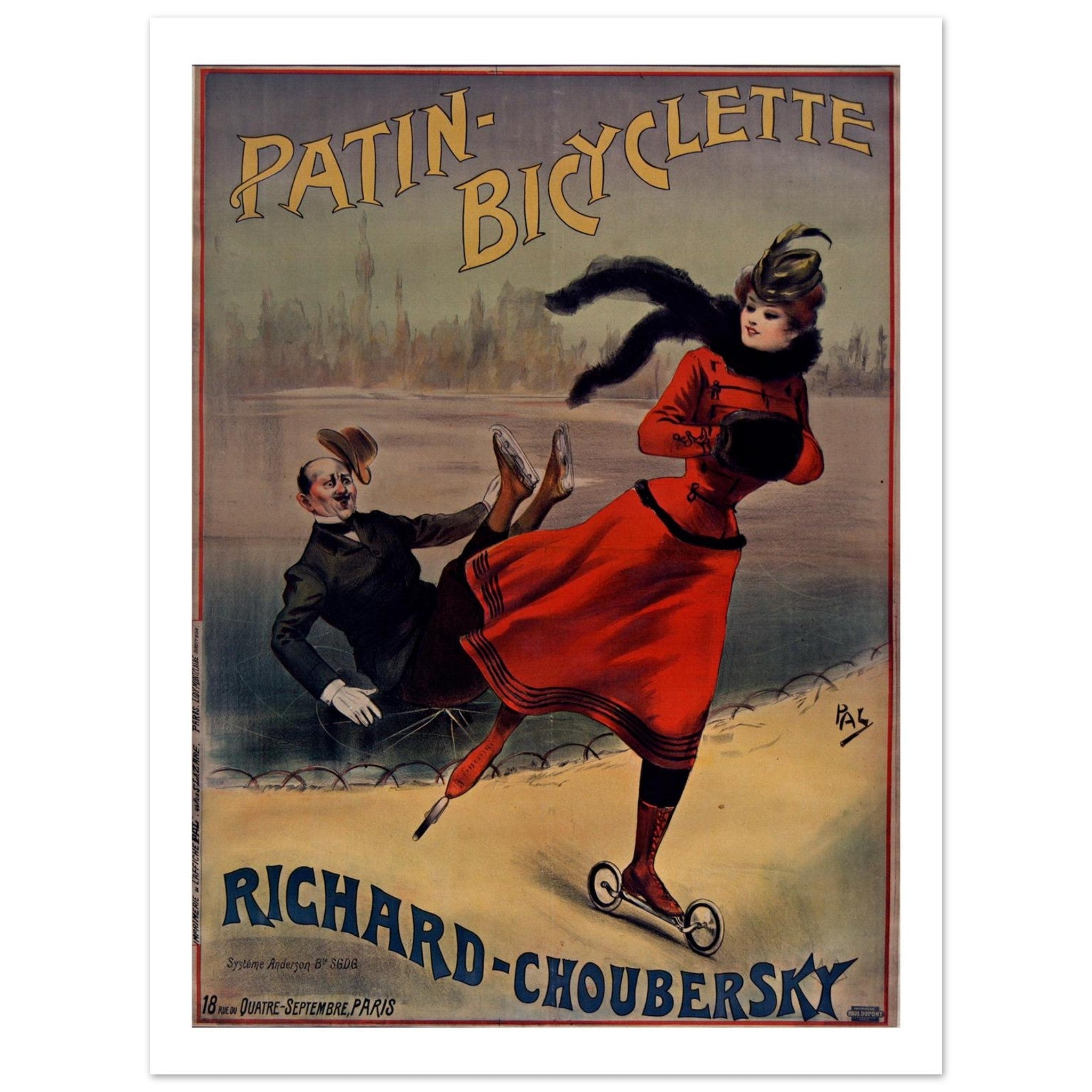 Elegant Belle Époque Advertisement for Richard - Choubersky Innovative Patin - Bicyclette Skates - Transit Art