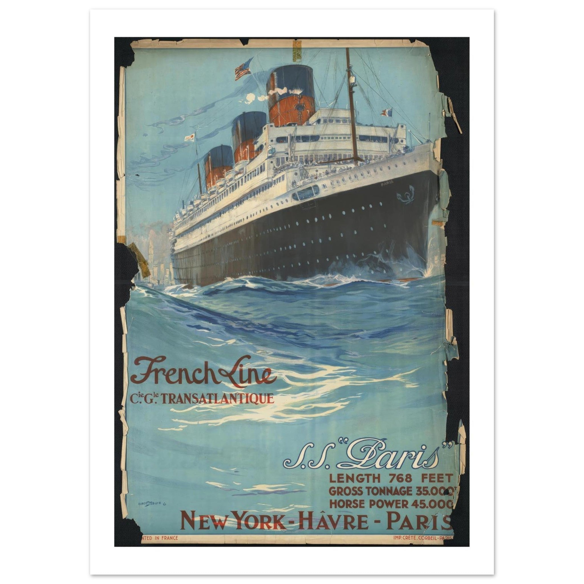 French Line "SS Paris" Vintage Poster - Transit Art