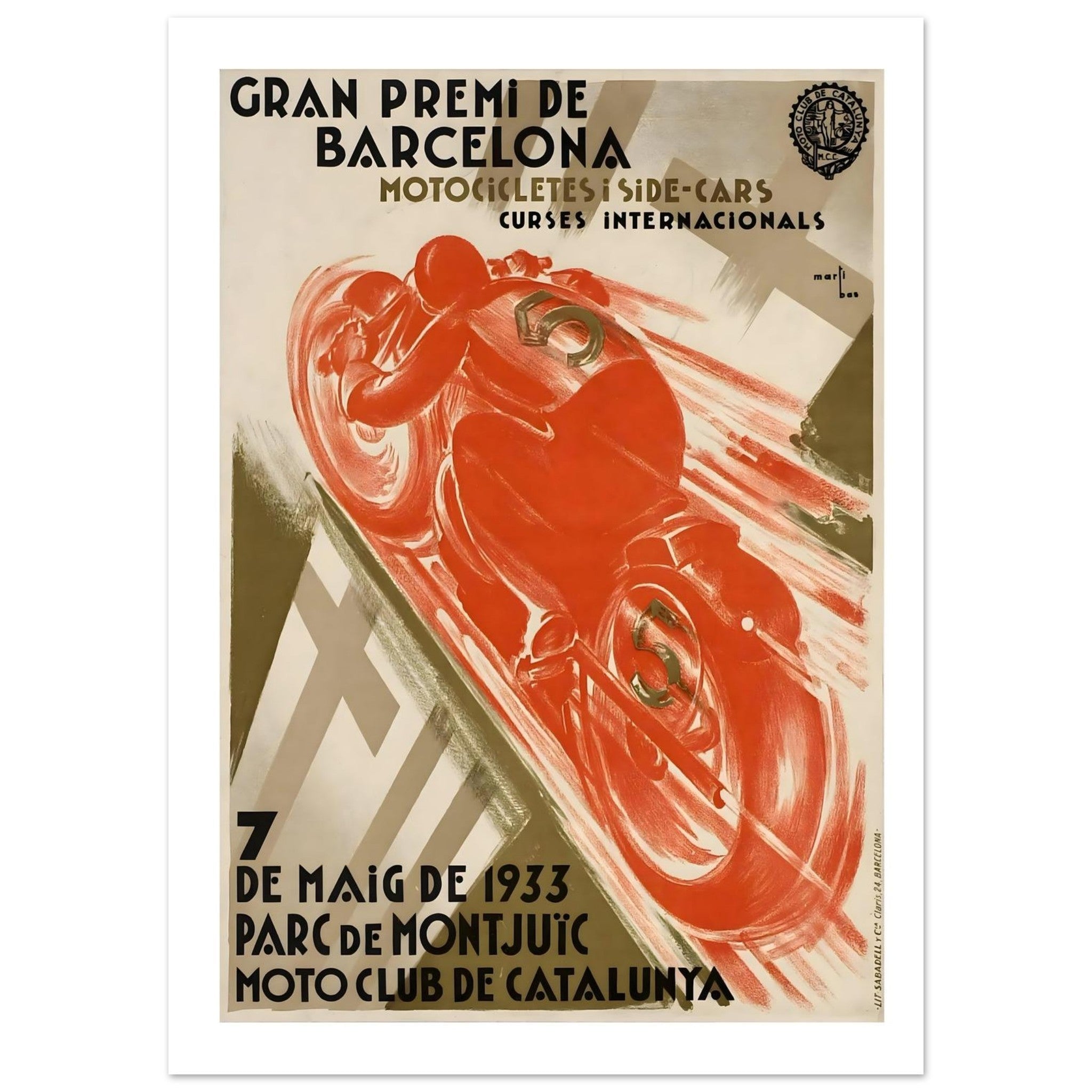 Gran Premi de Barcelona 1933 Motorcycle Race Poster - Transit Art