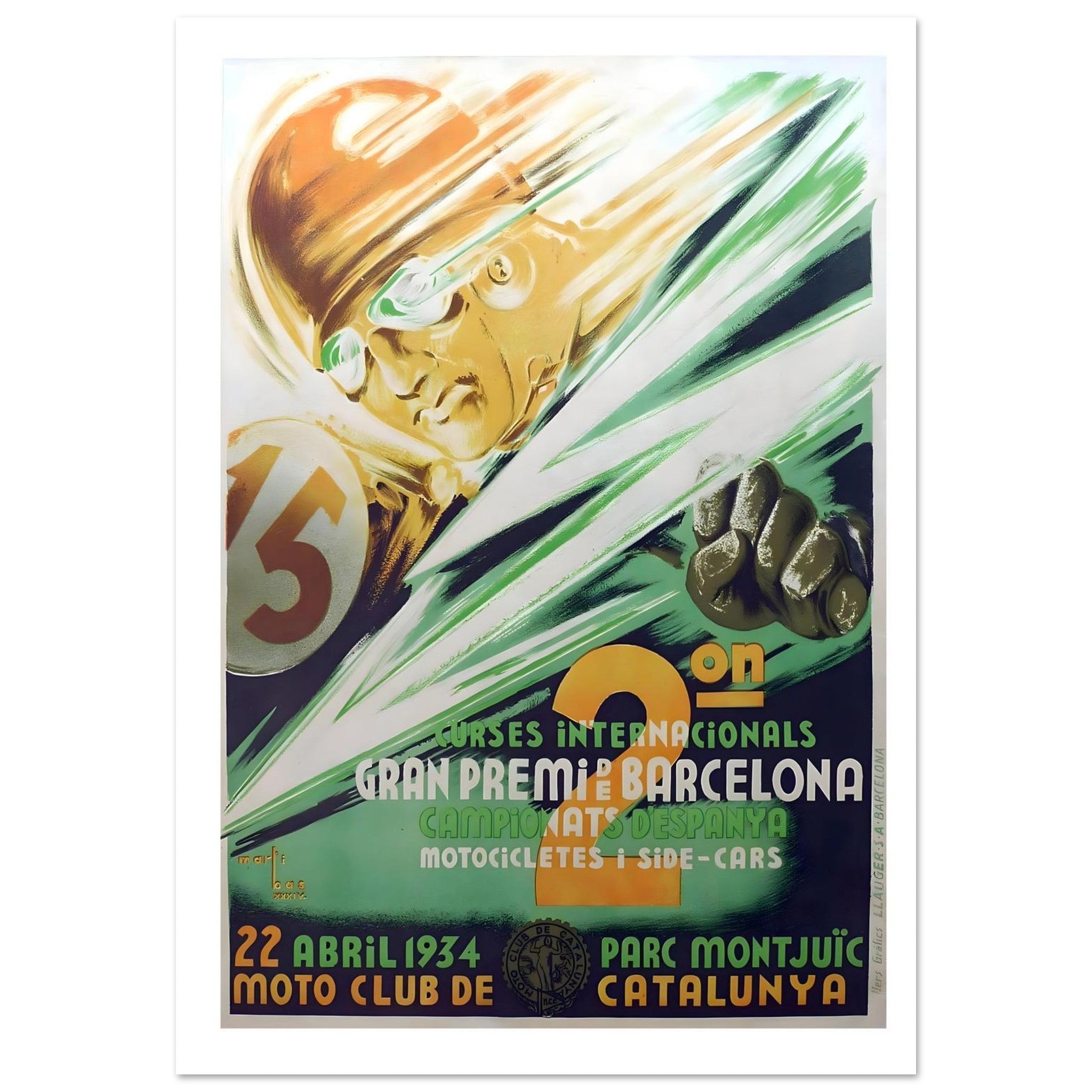 Gran Premi de Barcelona 1934 Motorcycle Race Poster - Transit Art