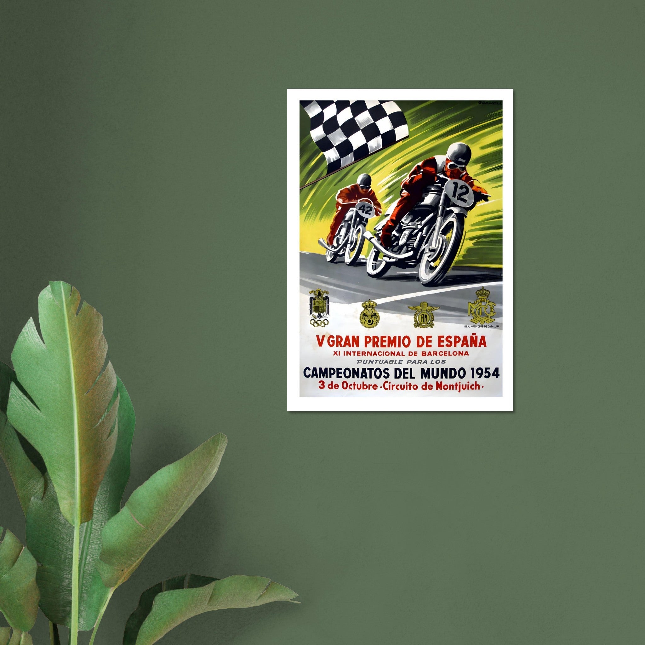 Gran Premio de España 1954 Motorcycle Race Poster - Transit Art