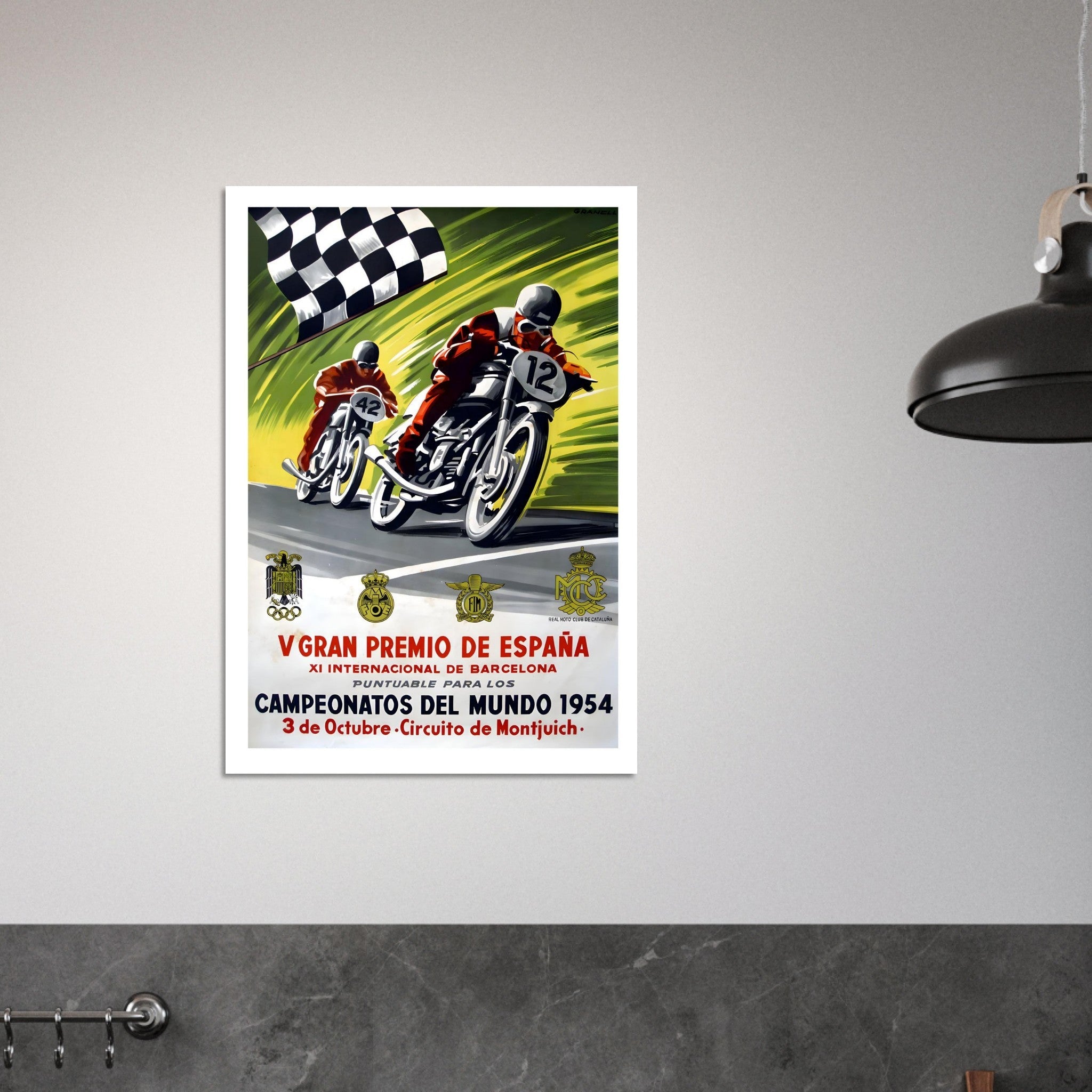 Gran Premio de España 1954 Motorcycle Race Poster - Transit Art