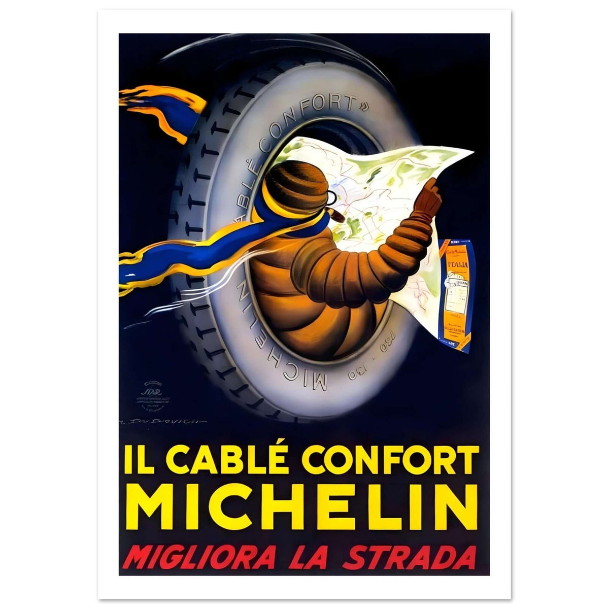 Il Cablé Confort Michelin Vintage Italian Poster - Transit Art