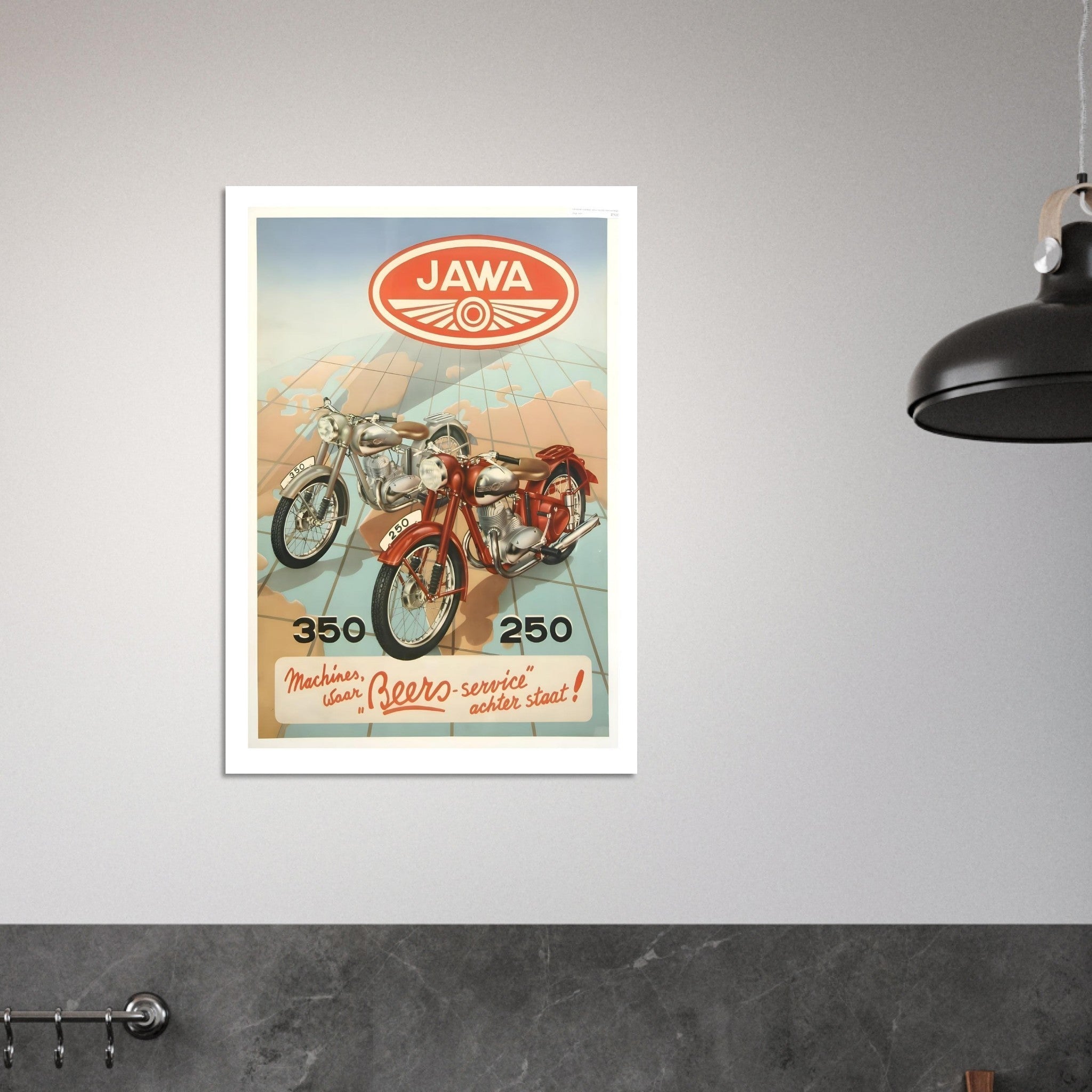 Jawa 350 and 250 Motorcycles Vintage Poster - Transit Art