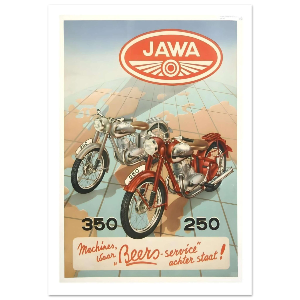 Jawa 350 and 250 Motorcycles Vintage Poster - Transit Art