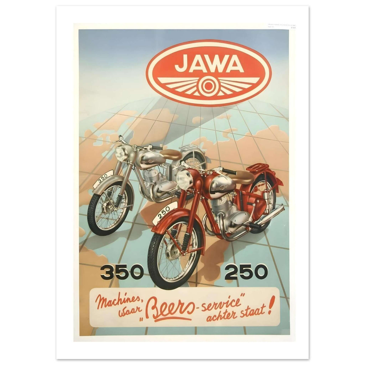 Jawa 350 and 250 Motorcycles Vintage Poster - Transit Art