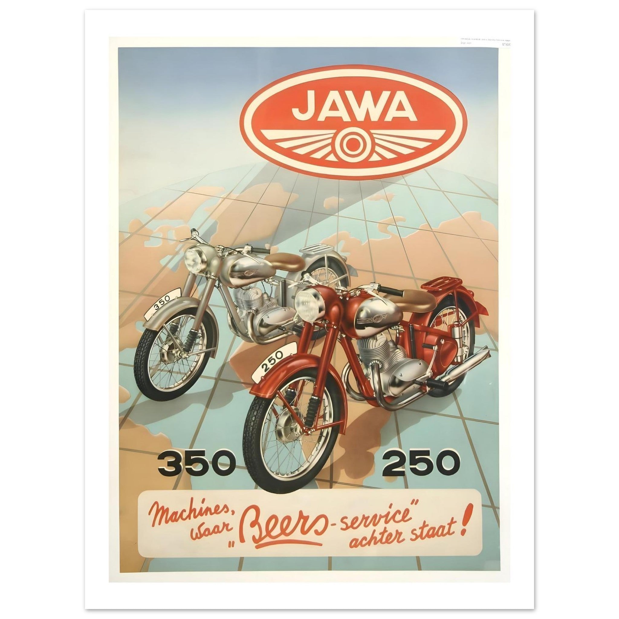 Jawa 350 and 250 Motorcycles Vintage Poster - Transit Art