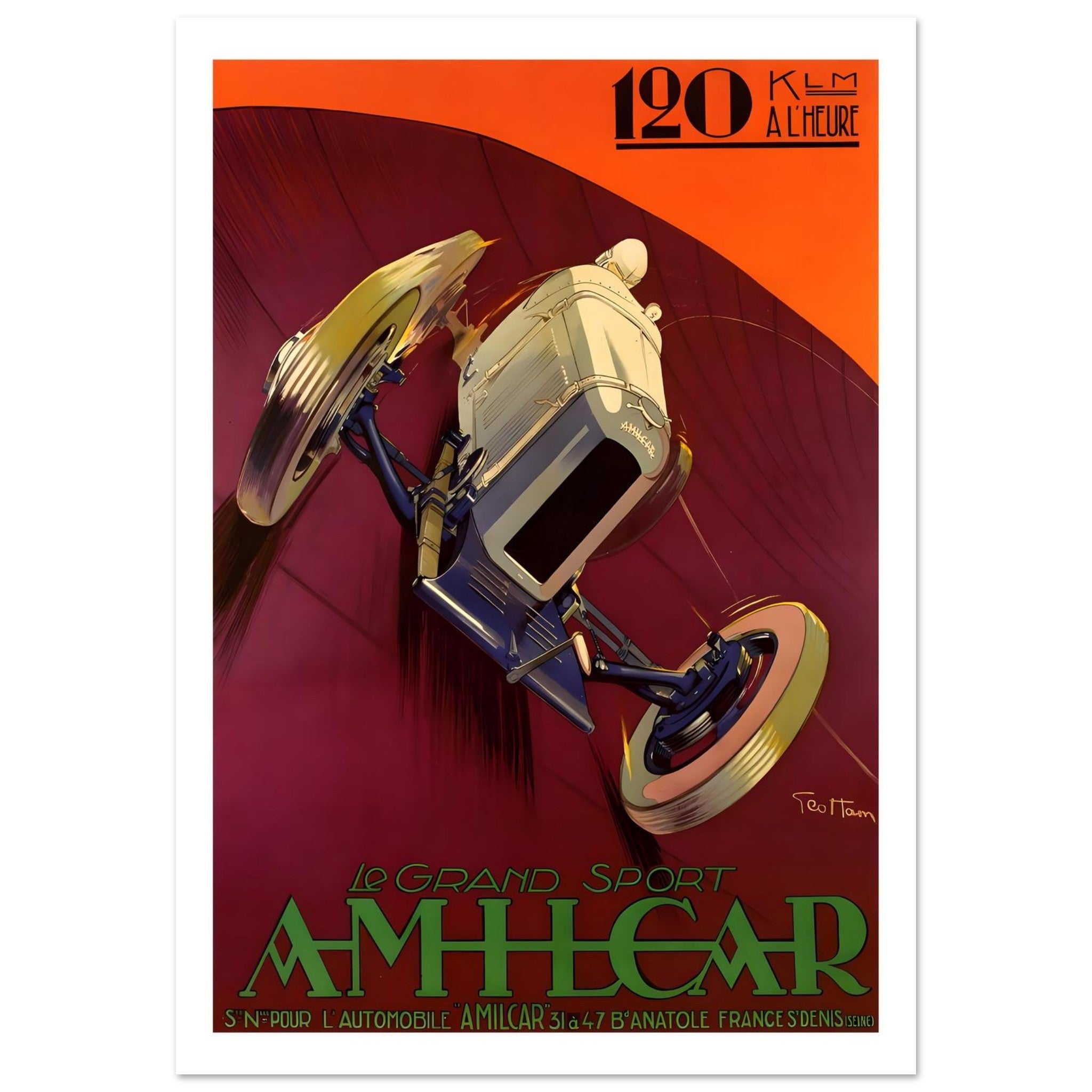 Le Grand Sport Amilcar 120 km/h Vintage Poster - Transit Art