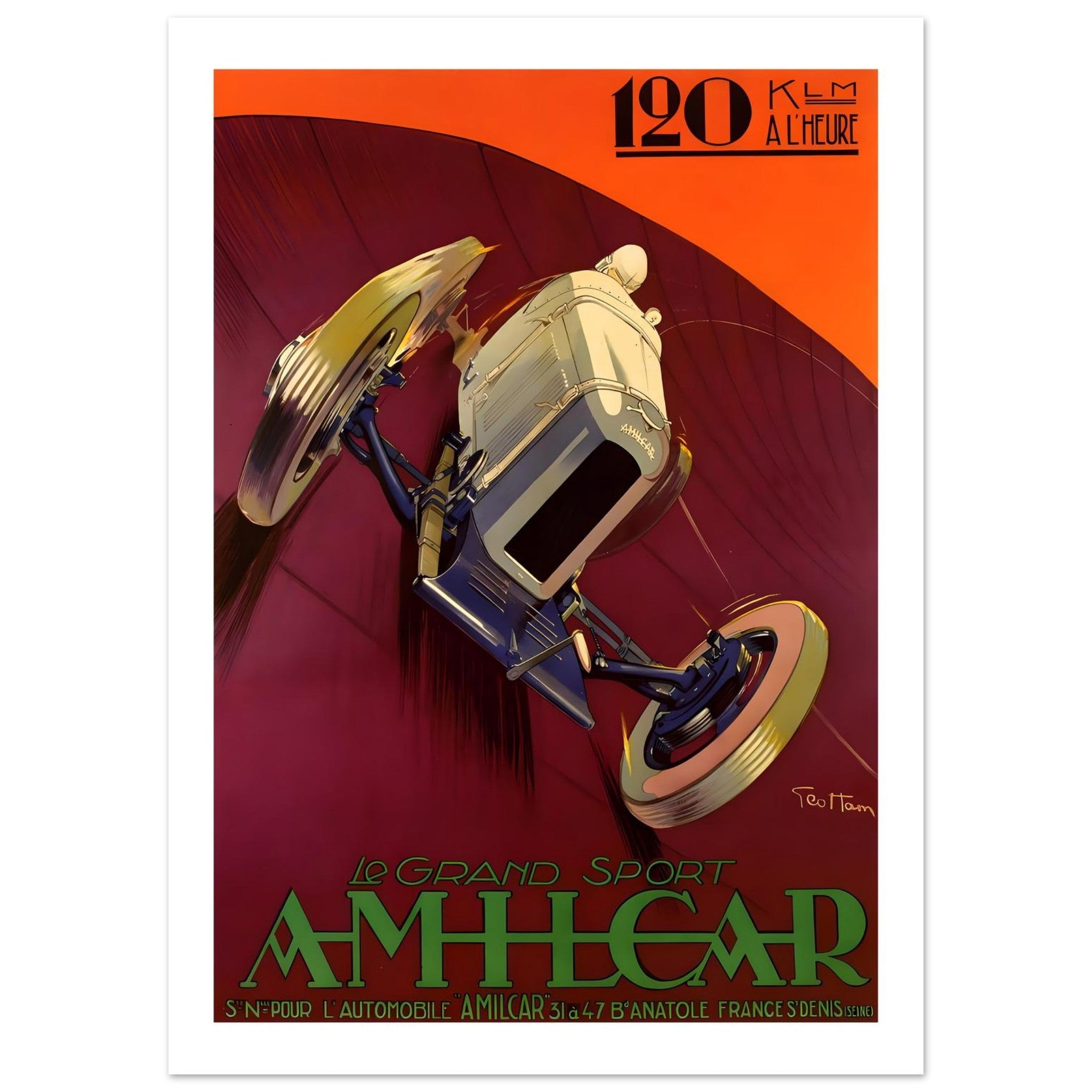 Le Grand Sport Amilcar 120 km/h Vintage Poster - Transit Art