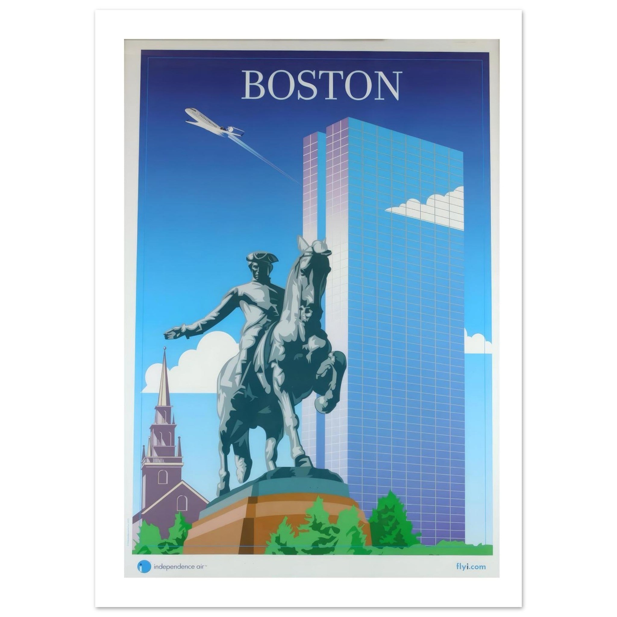 Modern Independence Air Poster Showcasing Boston's Skyline Evolution - Transit Art
