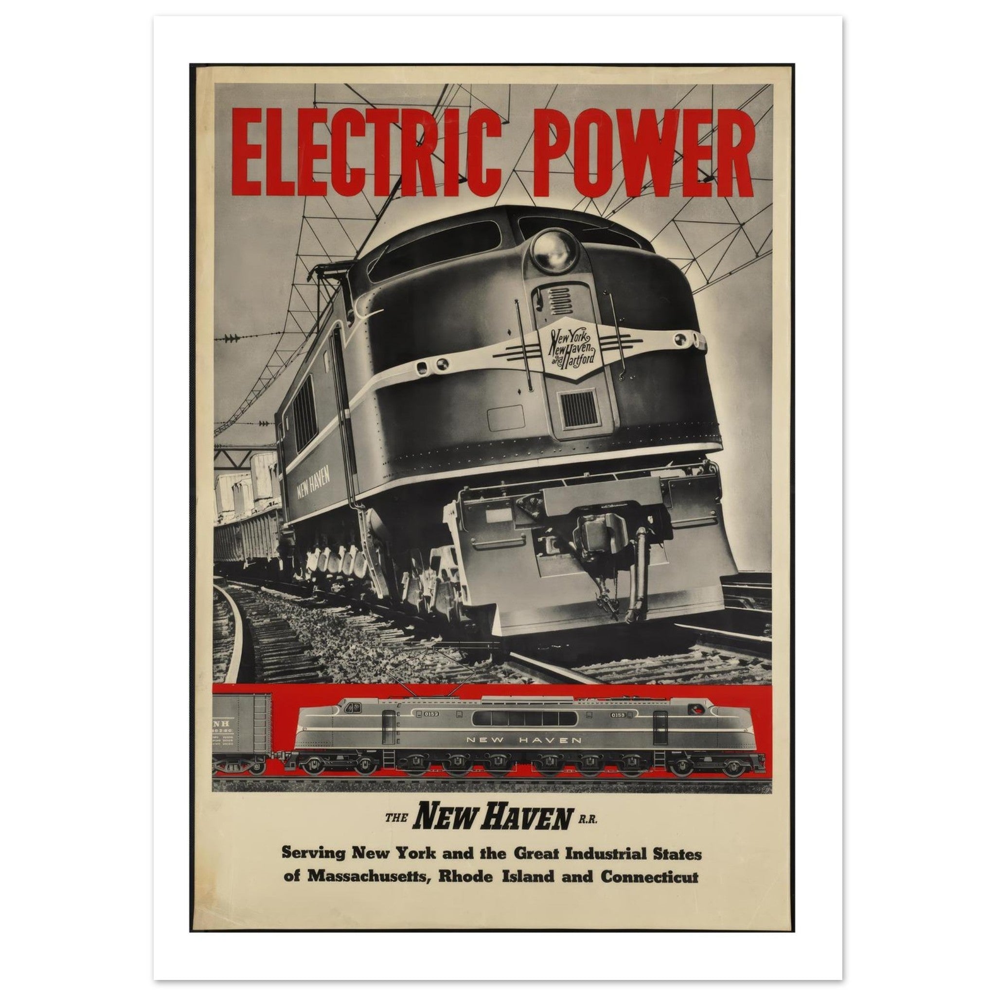 New Haven Railroad "Electric Power" Vintage Poster - Transit Art