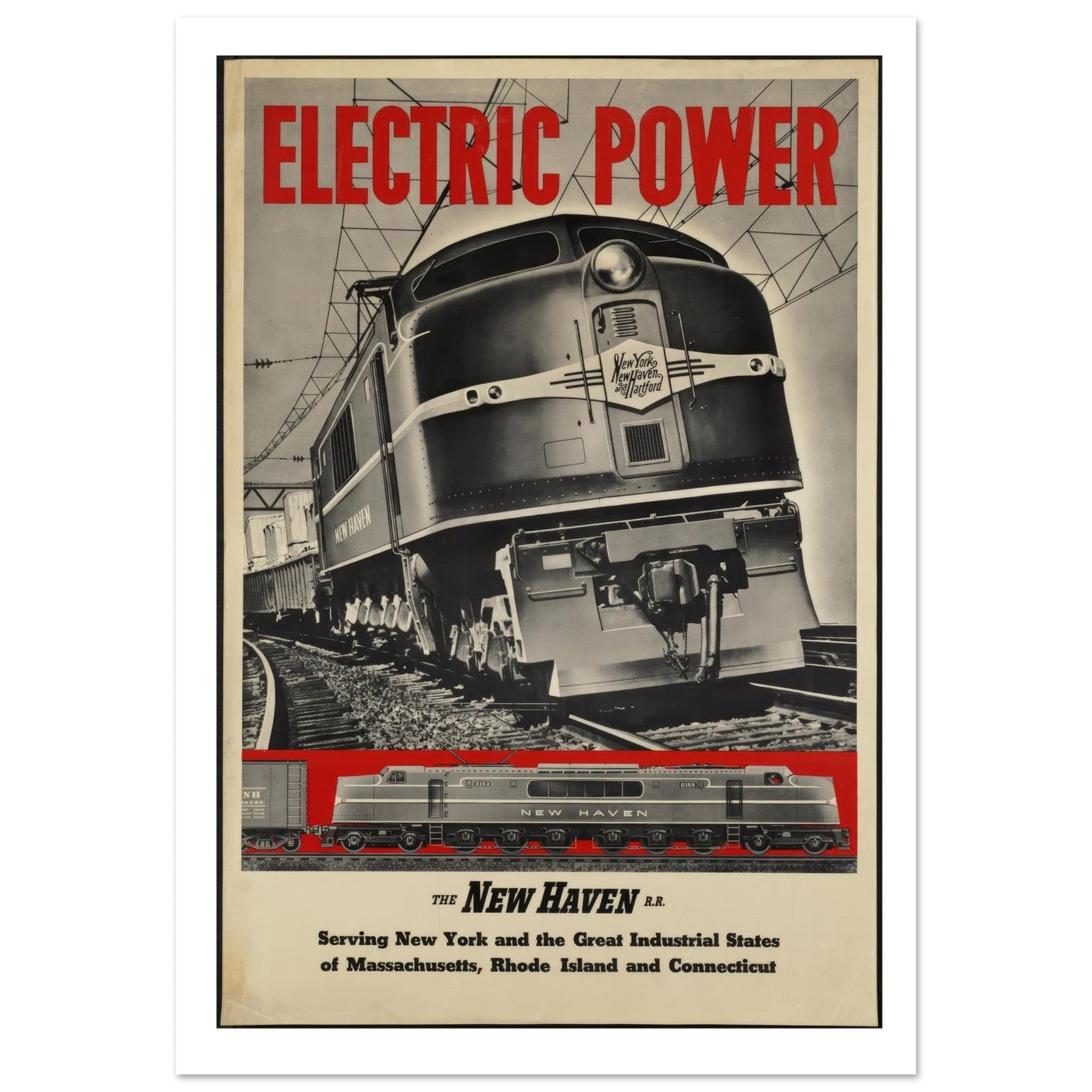 New Haven Railroad "Electric Power" Vintage Poster - Transit Art