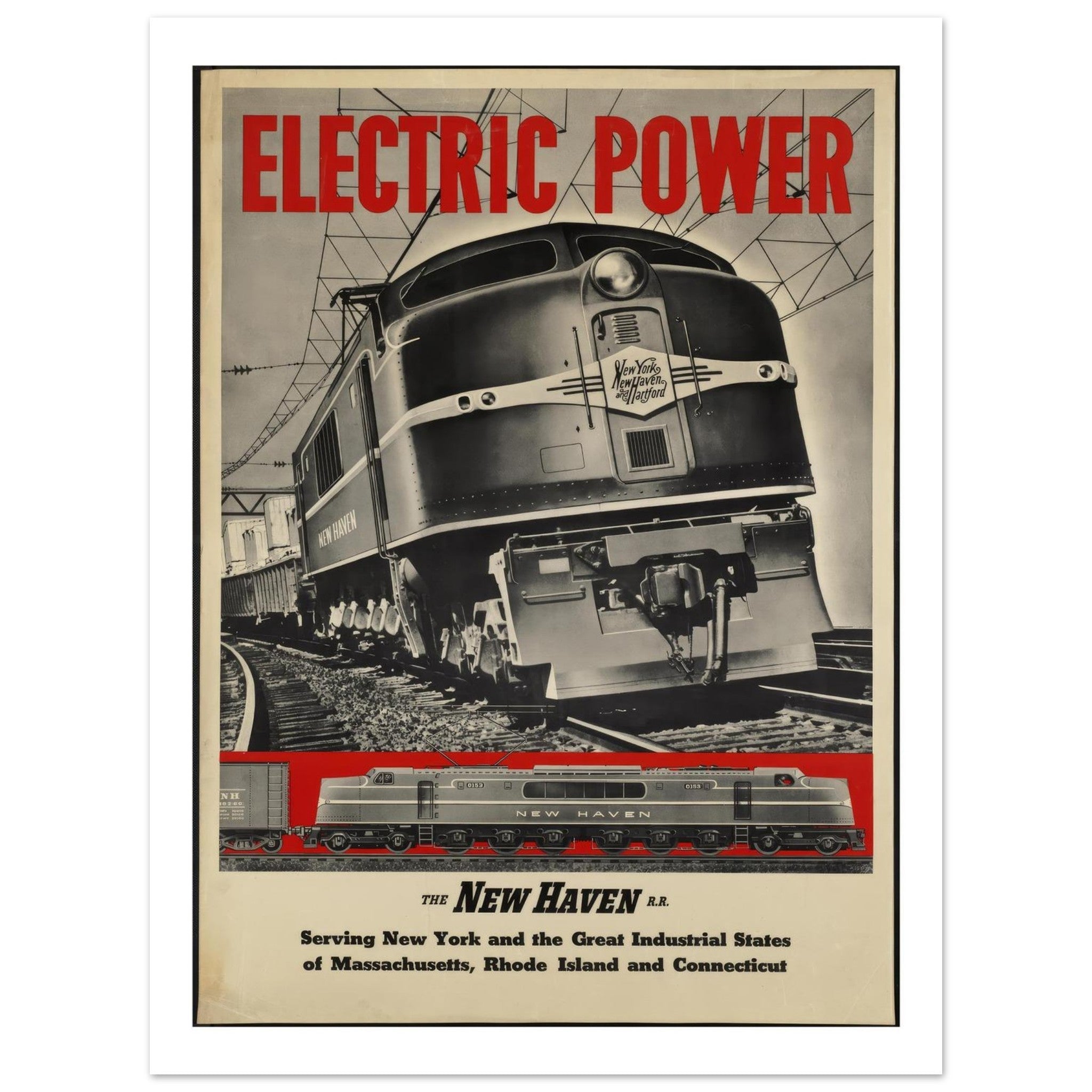 New Haven Railroad "Electric Power" Vintage Poster - Transit Art