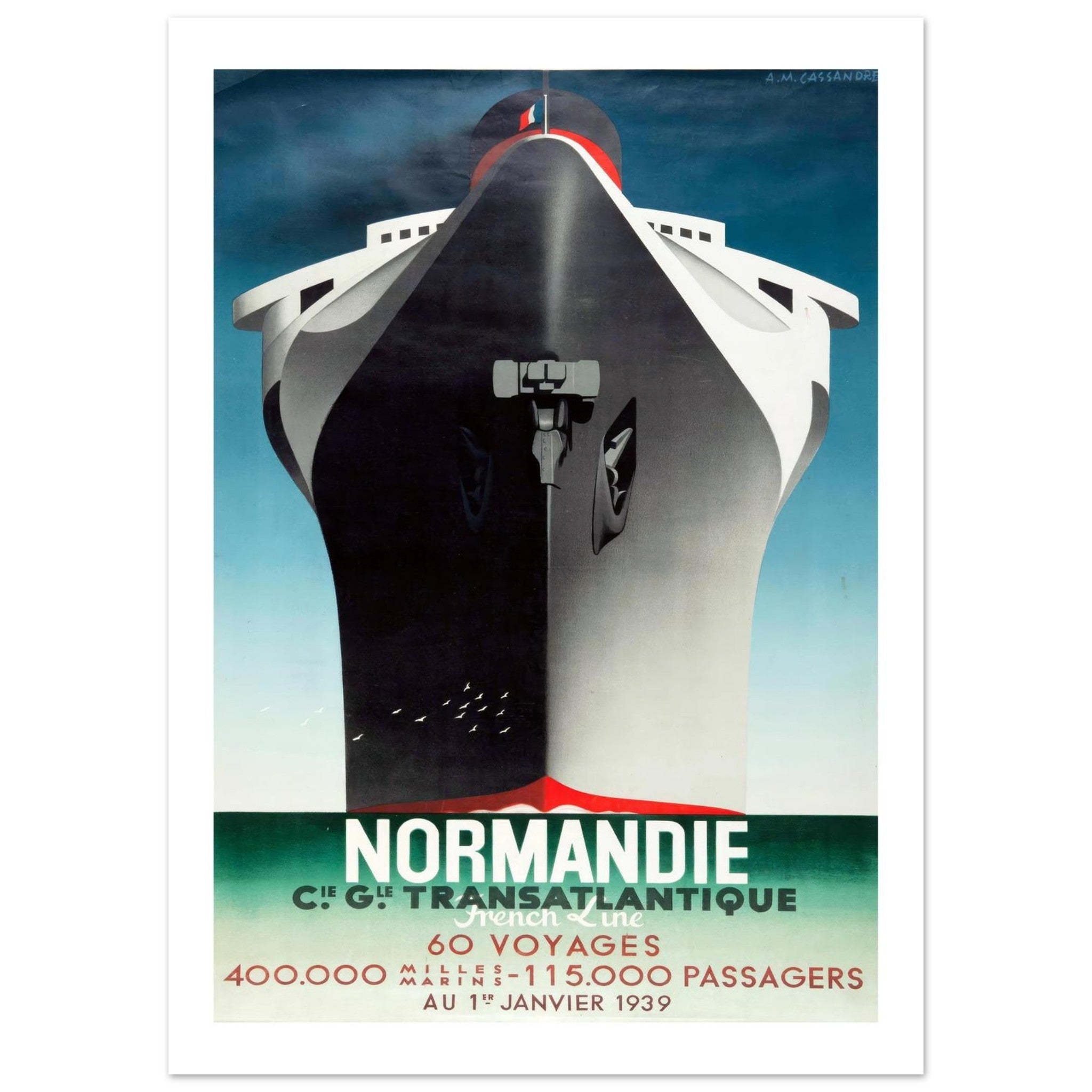 Normandie French Line Vintage Poster - Transit Art