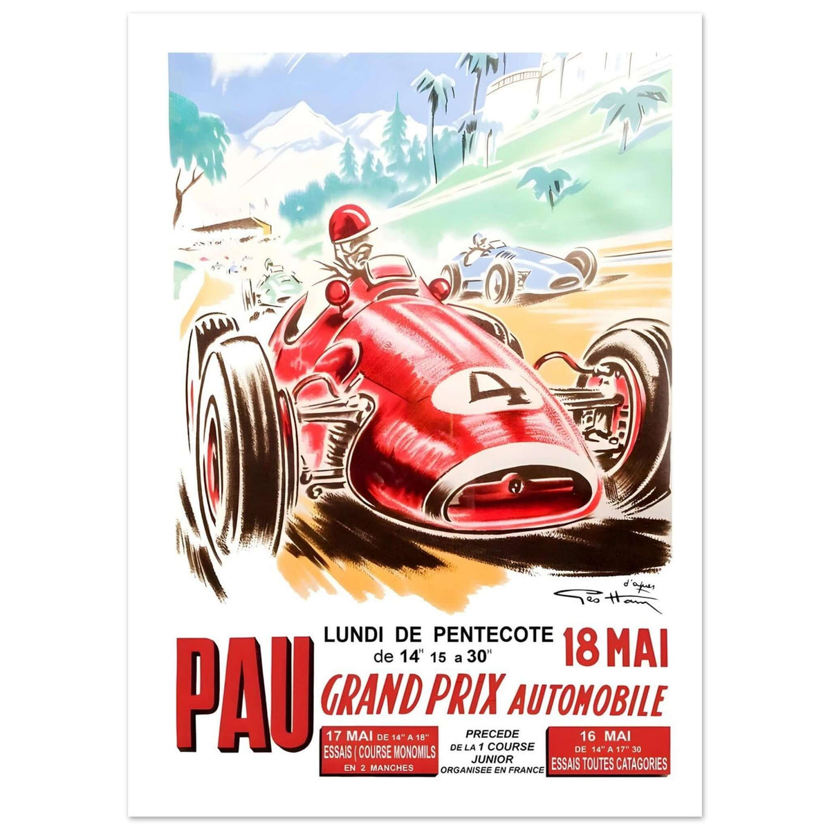 Pau Grand Prix Automobile Vintage Racing Poster - Transit Art