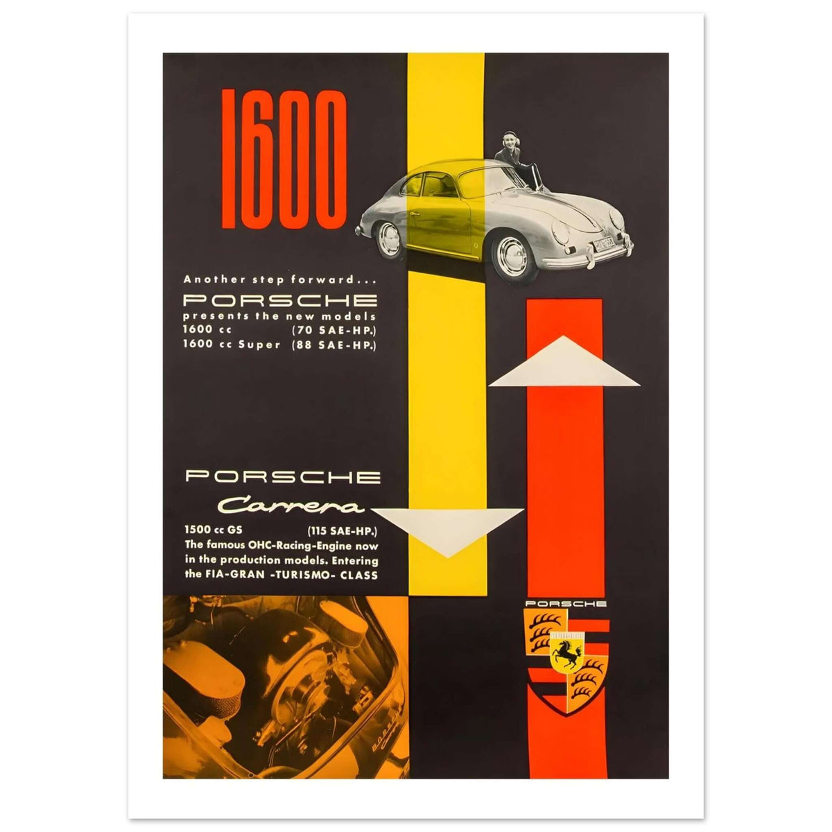 Porsche 1600 & Carrera Performance Progress Poster - Transit Art