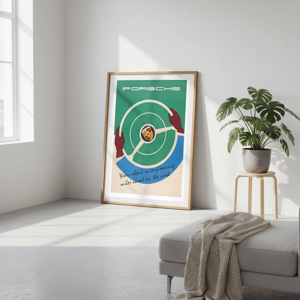 Porsche Steering Wheel Engineering Excellence Poster - Transit Art
